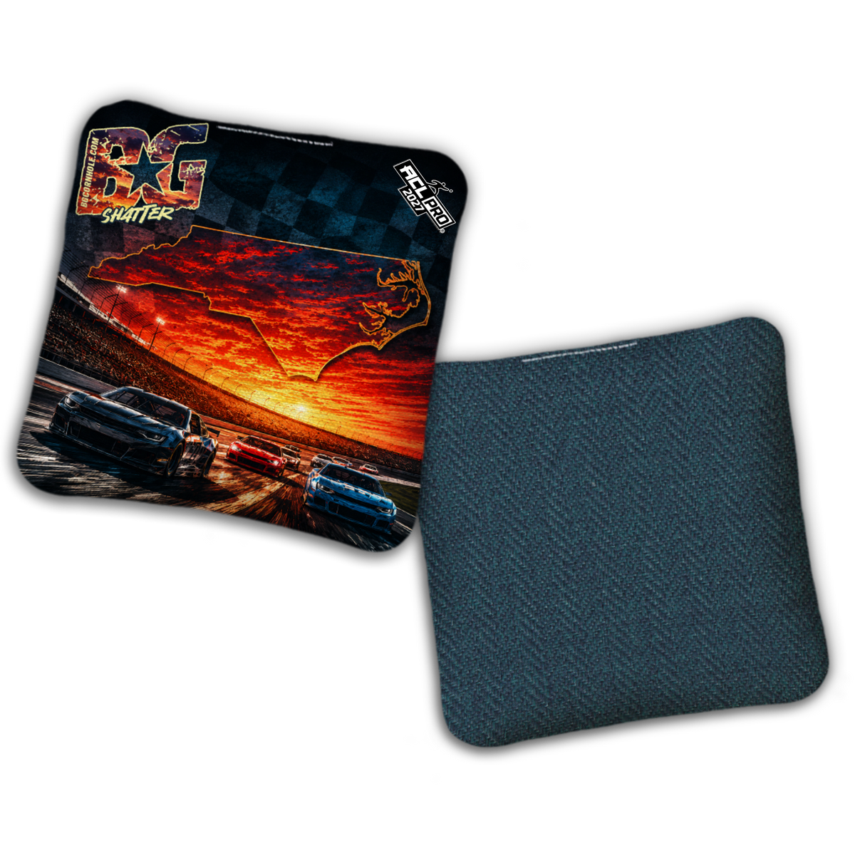 2027 BG Multiple Bag Models "North Carolina Checkered Flag" - ACL Pro Stamped Cornhole Bags - SET OF 4 BAGS