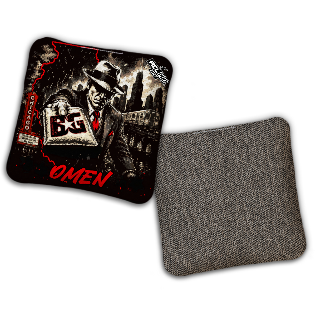 2027 BG Multiple Bag Models "Illinois Chicago Hitman" - ACL Pro Stamped Cornhole Bags - SET OF 4 BAGS