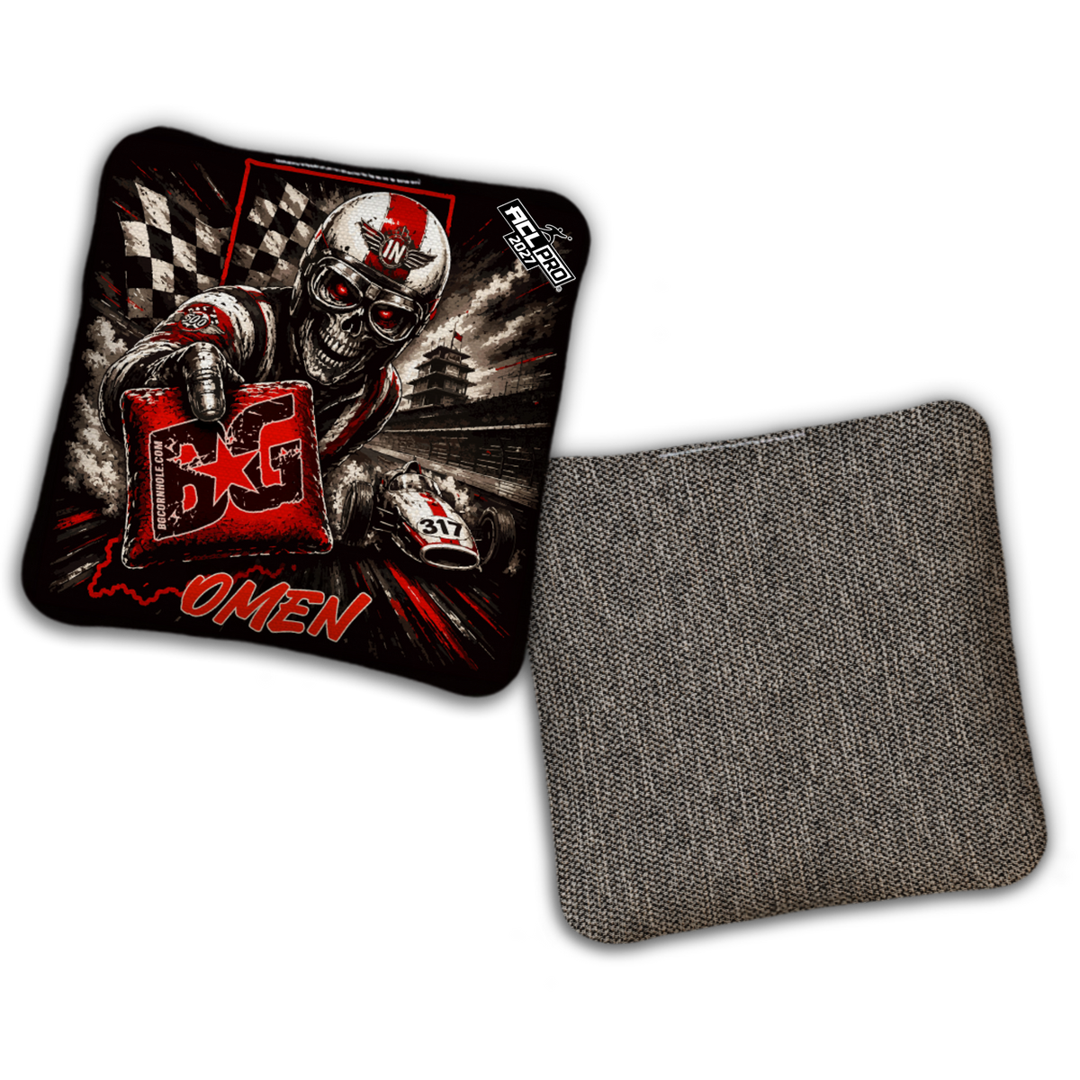2027 BG Multiple Bag Models "Indiana Speed Demon" - ACL Pro Stamped Cornhole Bags - SET OF 4 BAGS