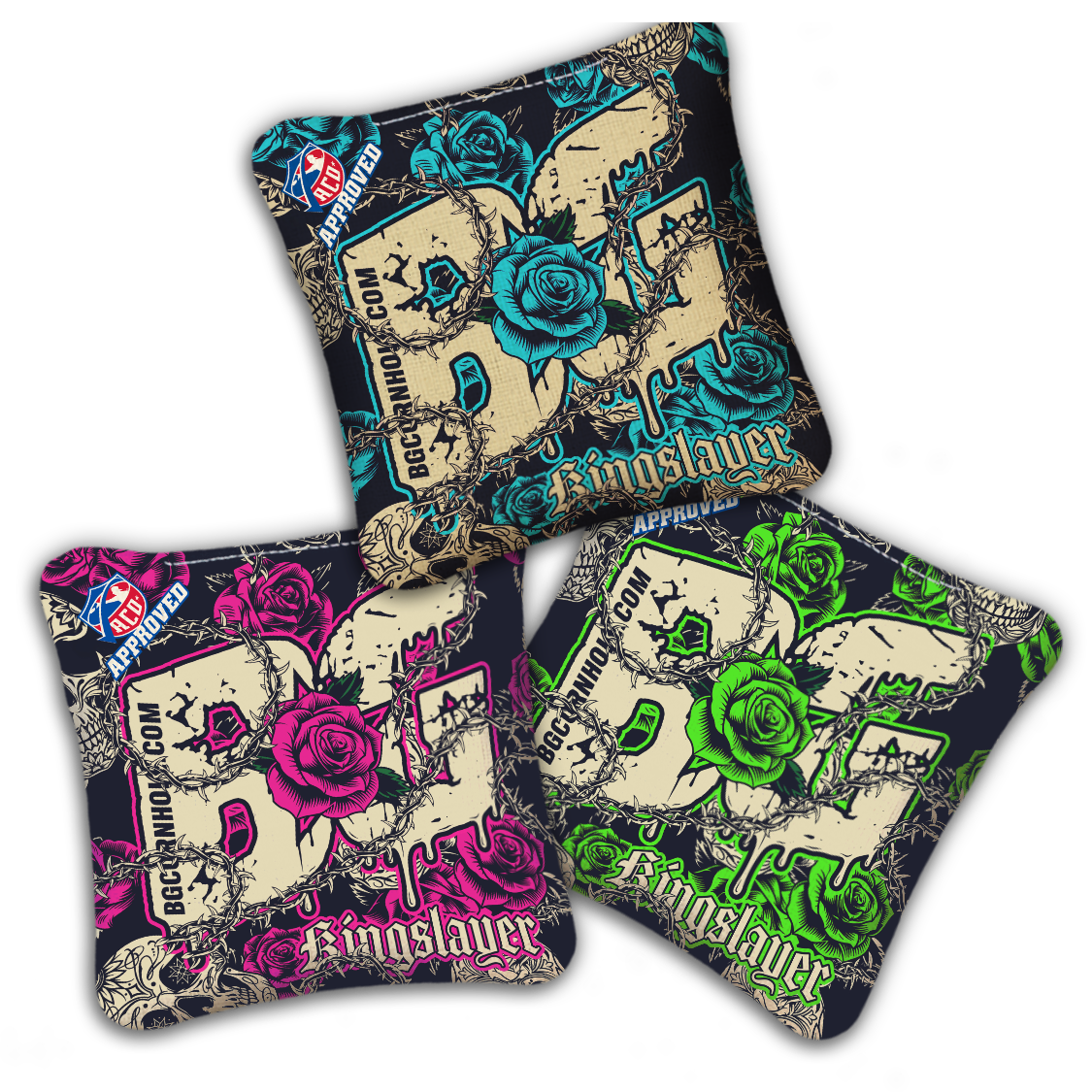 2027 ACO - BG Multiple Bag Models "THORNS AND ROSES" - Pro Stamped Cornhole Bags - SET OF 4 BAGS