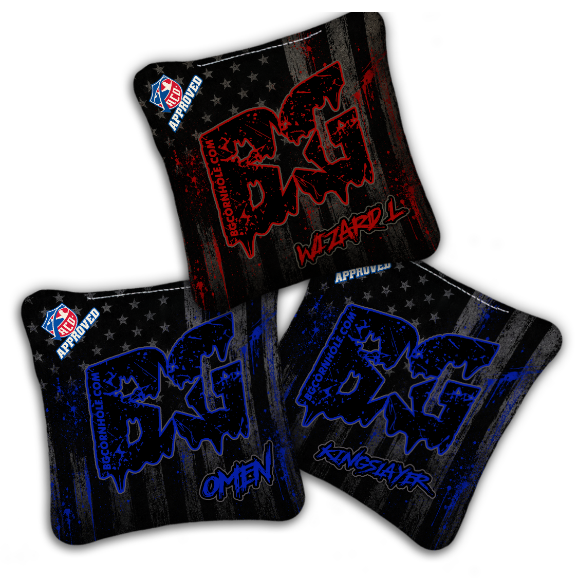 2027 ACO- BG Multiple Bag Models "AMERICAN GRIT" - Pro Stamped Cornhole Bags - SET OF 4 BAGS