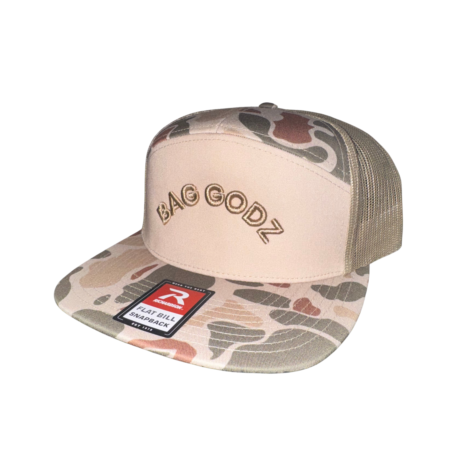 Brown Camo Baggodz Richardson Flat bill - 7 Panel Snap Back