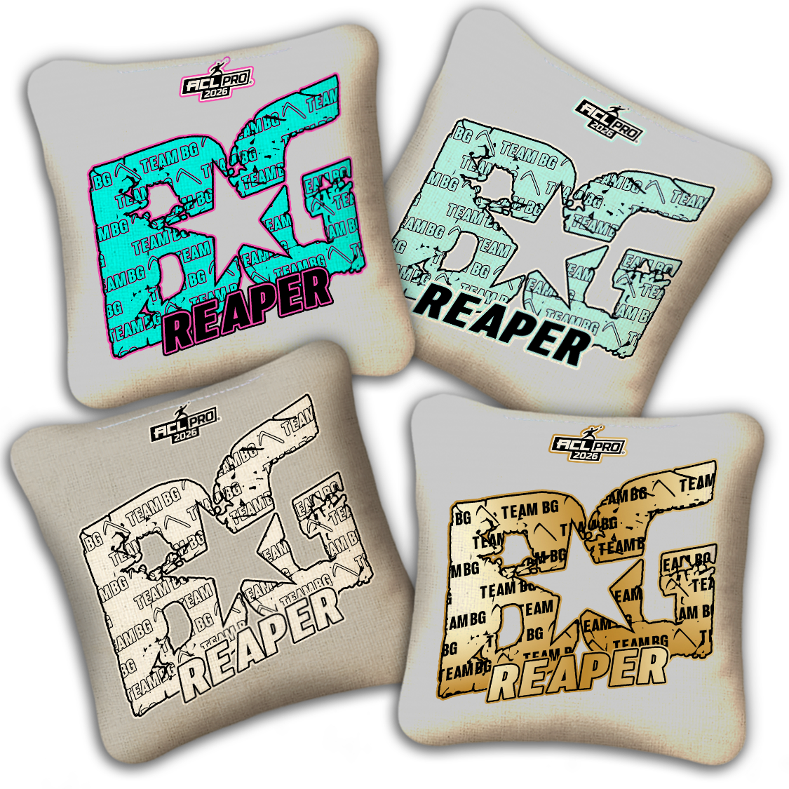 2026 BG Reaper "Cloud Team BG" - ACL Pro Stamped Cornhole Bags - SET OF 4 BAGS