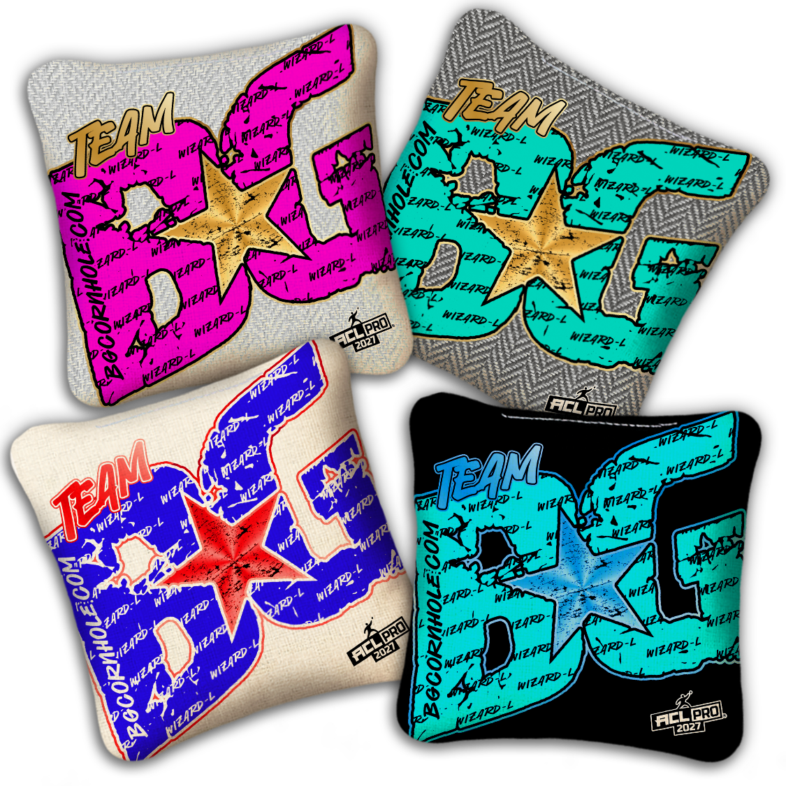 2027 BG Wizard L "Big BG Colormatch" - ACL Pro Stamped Cornhole Bags - SET OF 4 BAGS
