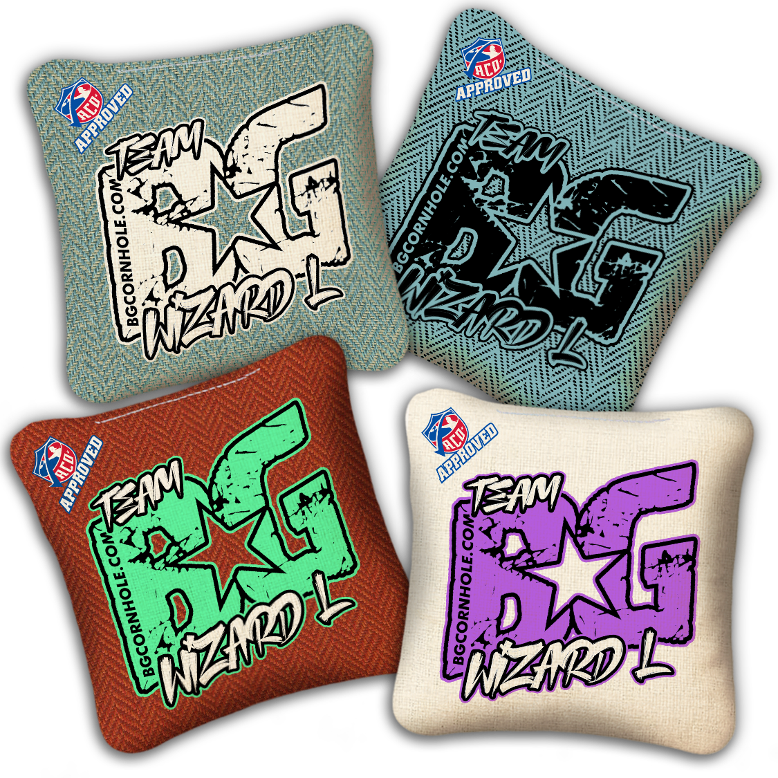 2027 ACO - BG WIZARD L “ESPN THROWBACK COLORMATCH" - Pro Stamped Cornhole Bags - SET OF 4 BAGS