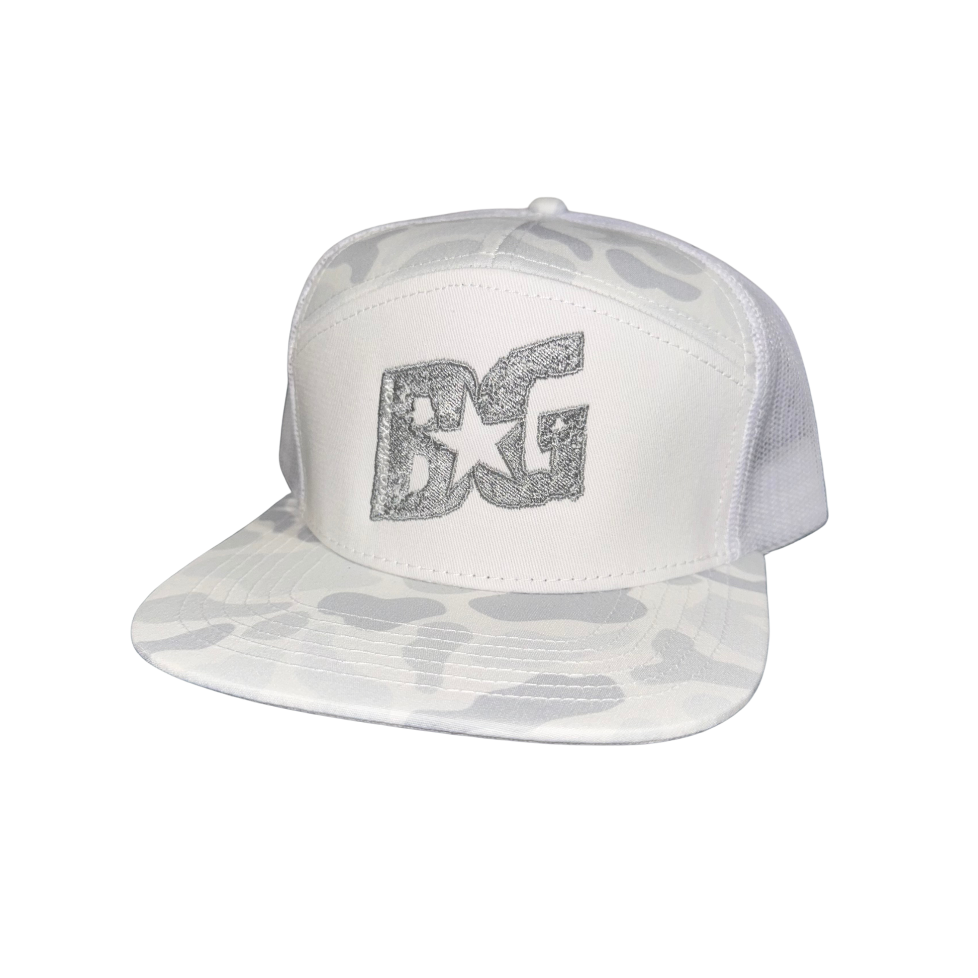 White Camo BG Richardson Flat bill - 7 Panel Snap Back