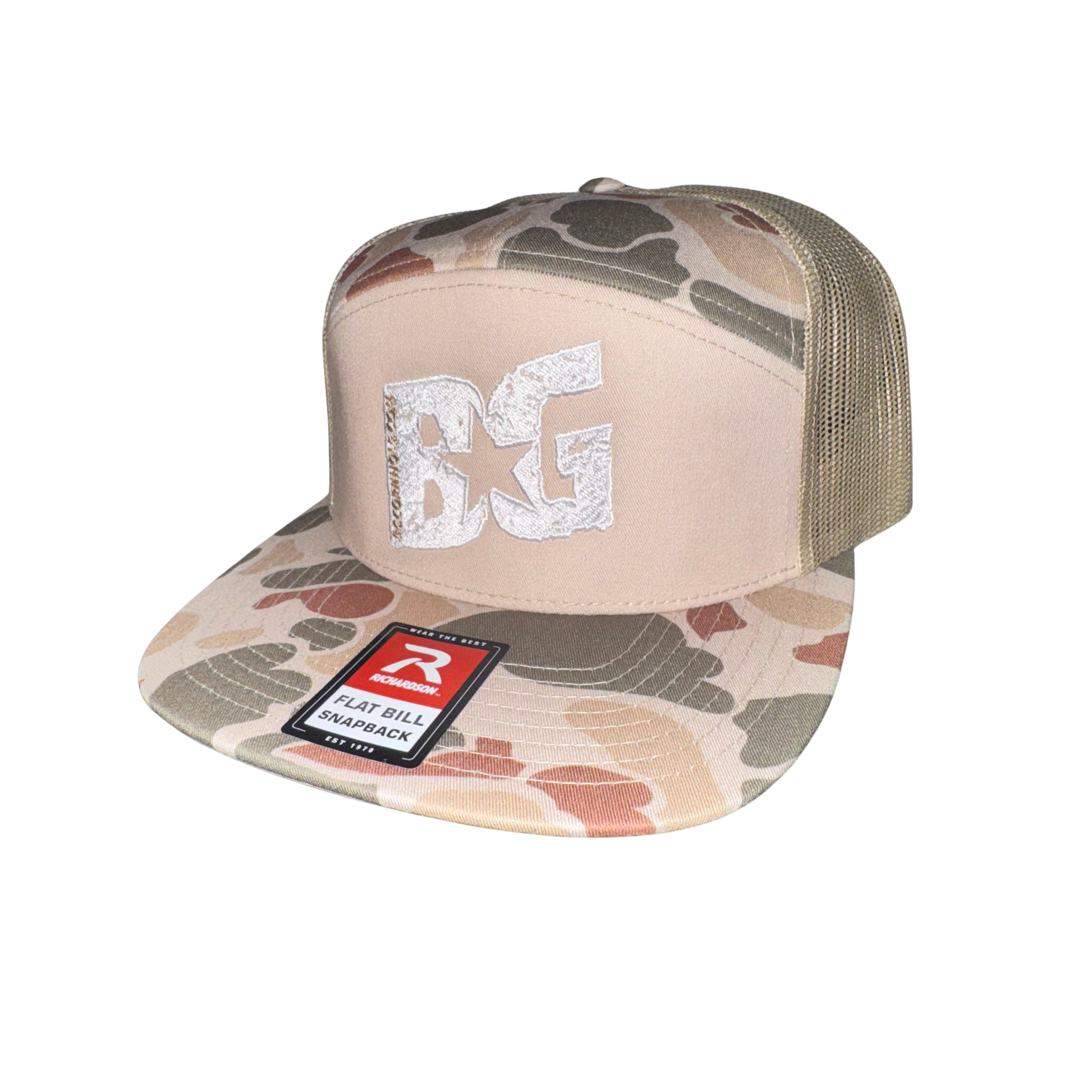 Brown Camo BG Richardson Flat bill - 7 Panel Snap Back