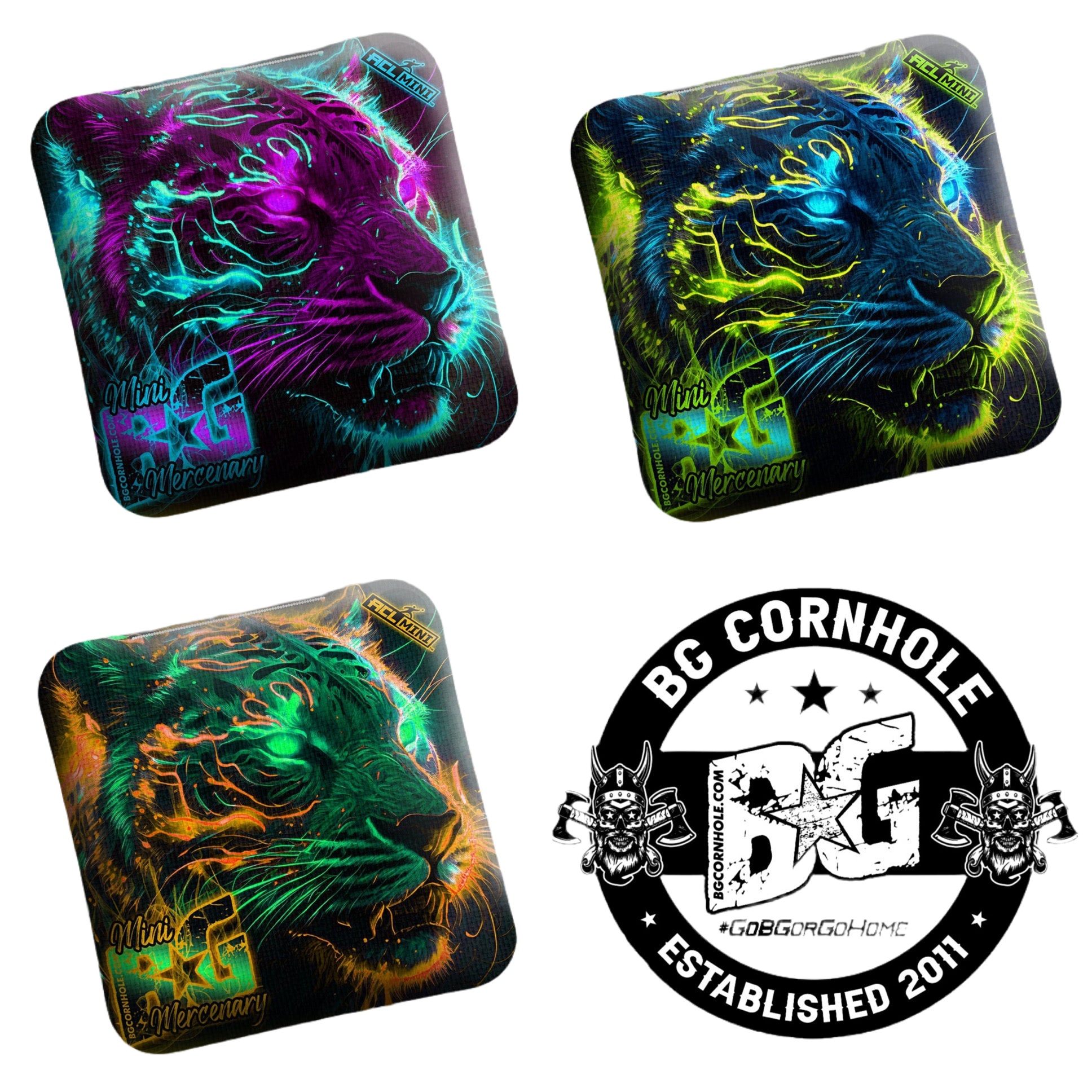 MULTIPLE BAG TYPES - BG EYE OF TIGER 4" Mini Cornhole Bags- Set of 4 Bags