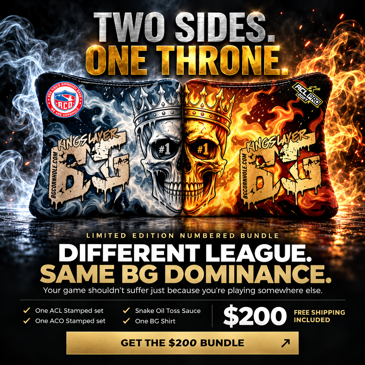2027 ACL/ACO BUNDLE - BG Multiple Bag Models "SPLIT CROWN" - Pro Stamped Cornhole Bags - 2 SETS OF 4 BAGS