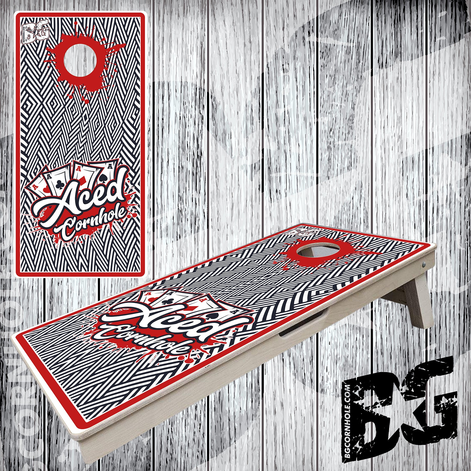 BG "Aced Cornhole Red" Cornhole Boards - Elite Model