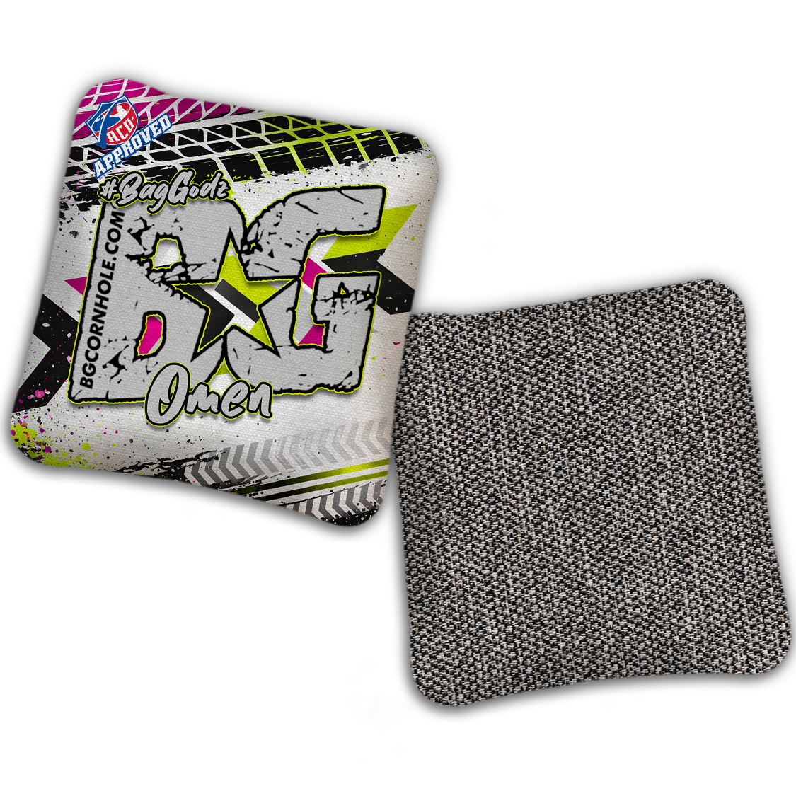 2027 ACO - BG Multiple Bag Models "GRUNGE TRACKS" - Pro Stamped Cornhole Bags - SET OF 4 BAGS