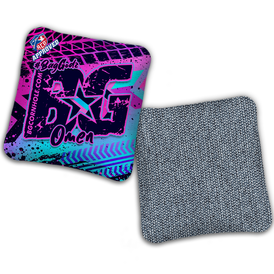 2027 ACO - BG Multiple Bag Models "GRUNGE TRACKS" - Pro Stamped Cornhole Bags - SET OF 4 BAGS