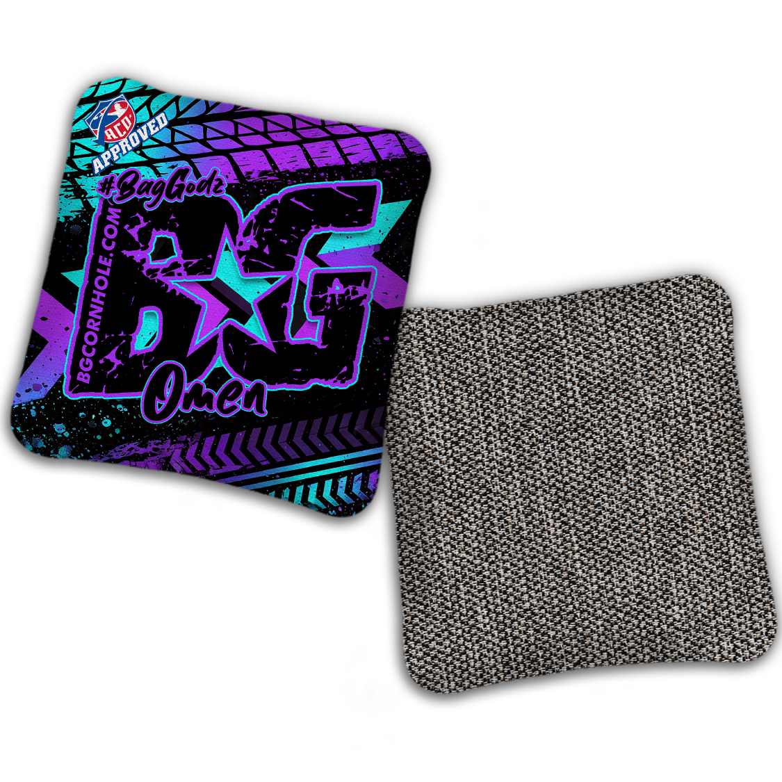 2027 ACO - BG Multiple Bag Models "GRUNGE TRACKS" - Pro Stamped Cornhole Bags - SET OF 4 BAGS