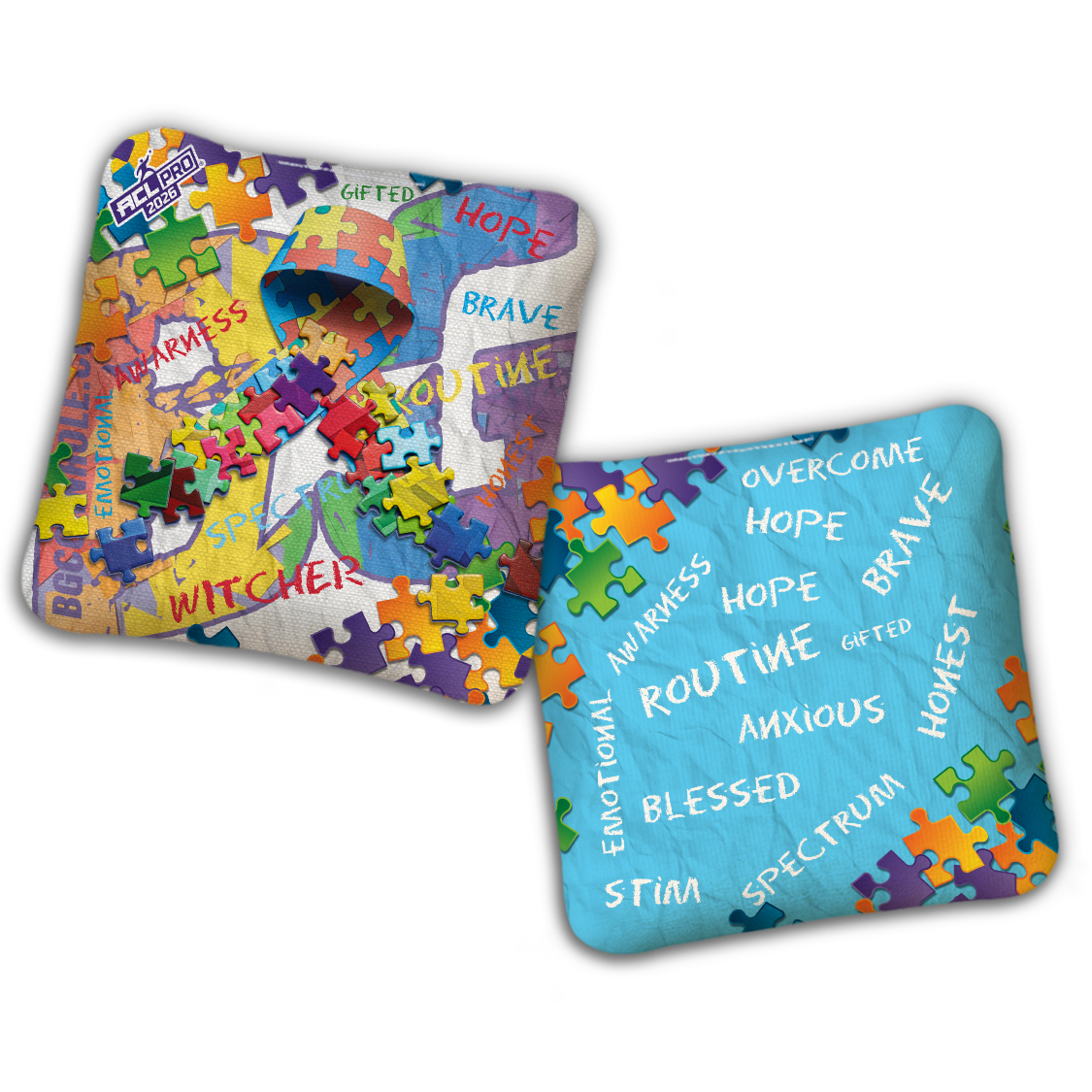 2026 BG Multiple Bag Models "Autism 2026" - ACL Pro Stamped Cornhole Bags - SET OF 4 BAGS