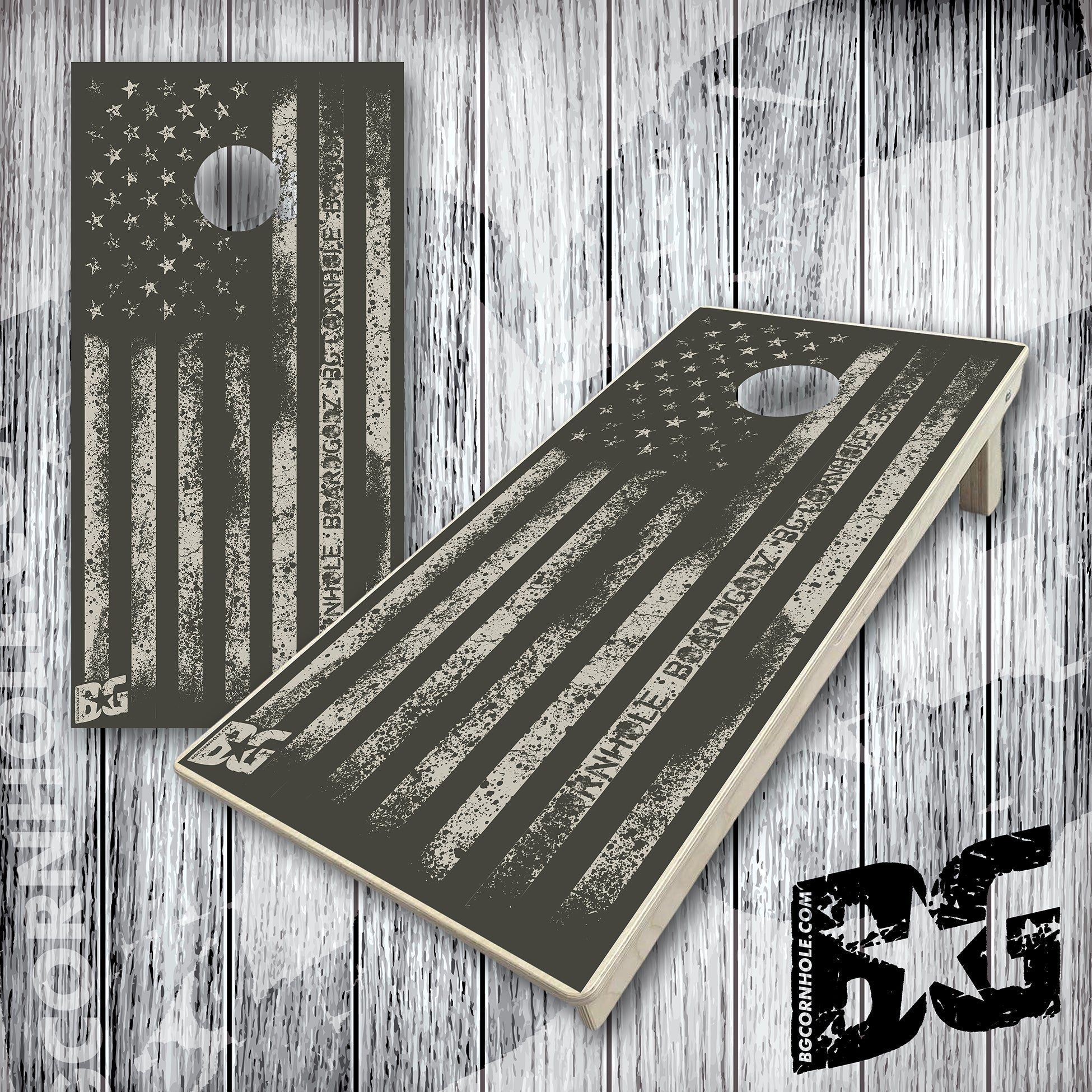 BG "Grunge Flag" Cornhole Boards - Elite Model