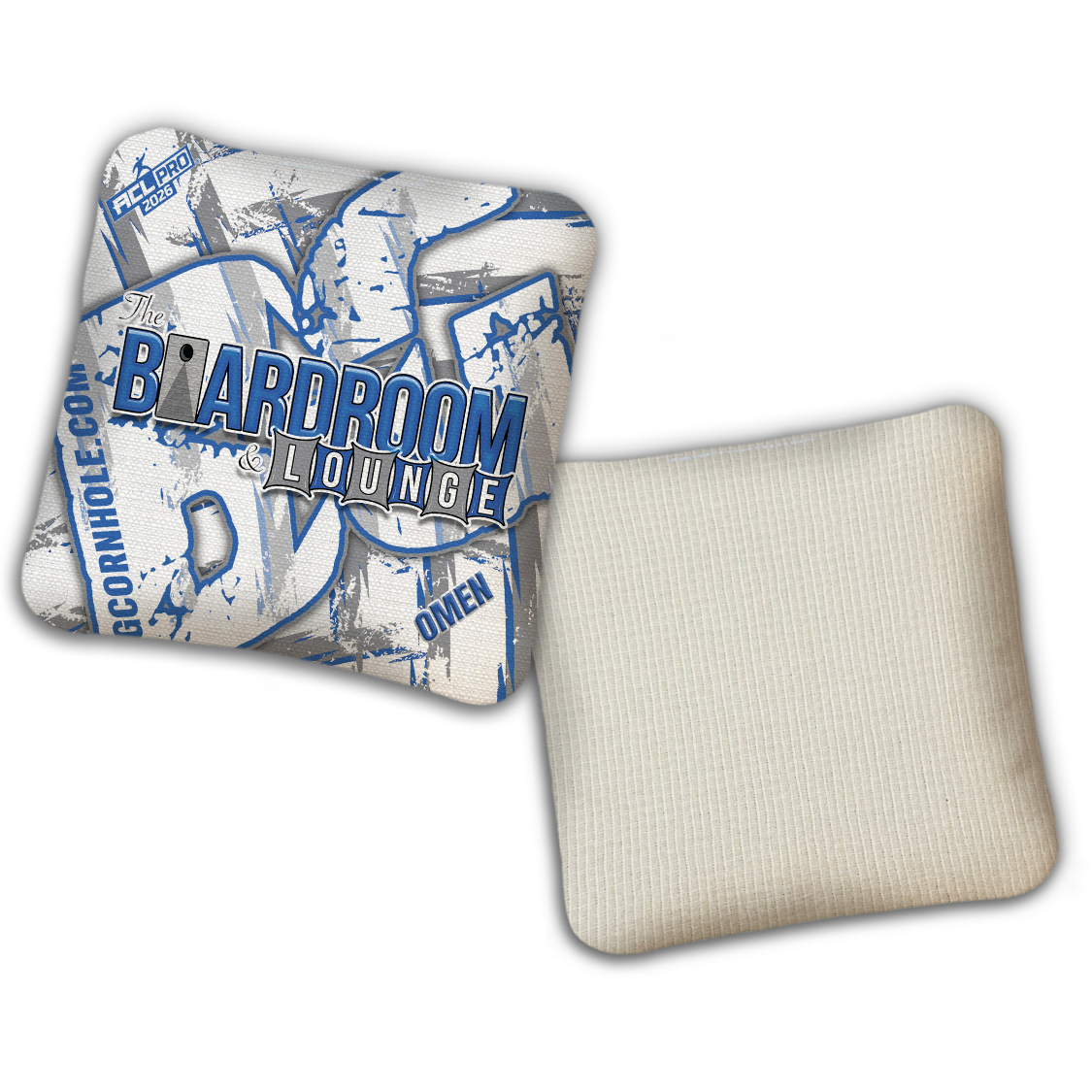 2026 BG Multiple Bag Models - "White The Boardroom & Lounge” Collab - ACL Pro Stamped Cornhole Bags - SET OF 4 BAGS