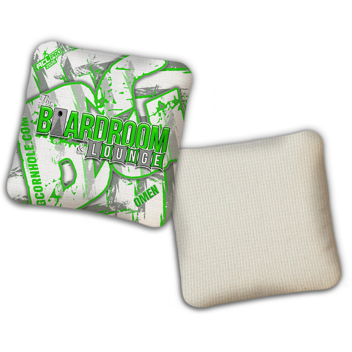 2026 BG Multiple Bag Models - "White The Boardroom & Lounge” Collab - ACL Pro Stamped Cornhole Bags - SET OF 4 BAGS