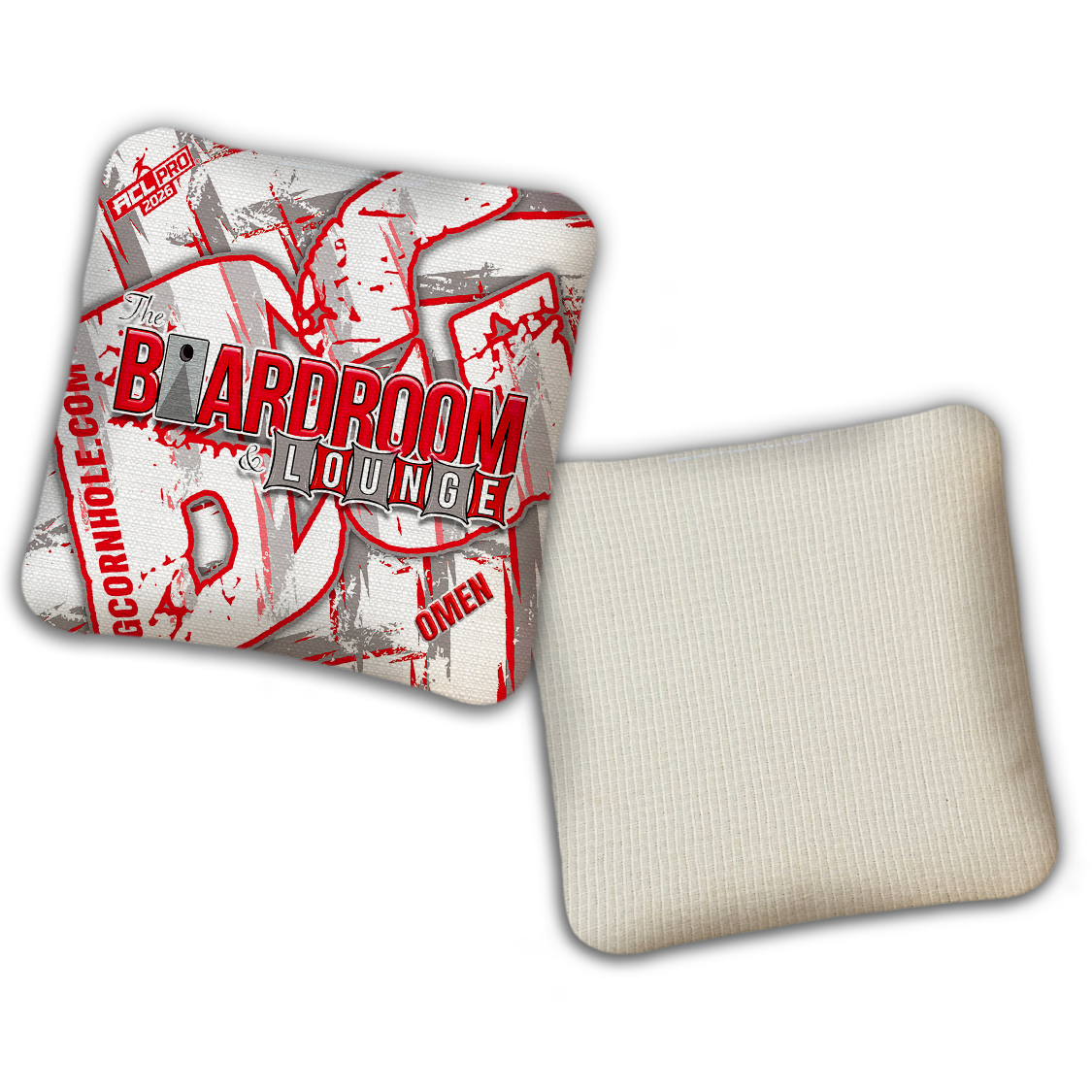 2026 BG Multiple Bag Models - "White The Boardroom & Lounge” Collab - ACL Pro Stamped Cornhole Bags - SET OF 4 BAGS
