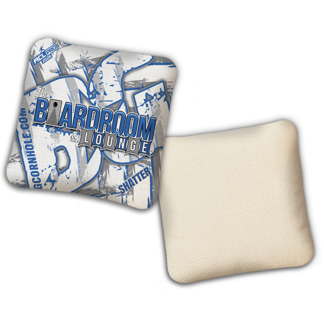 2026 BG Multiple Bag Models - "White The Boardroom & Lounge” Collab - ACL Pro Stamped Cornhole Bags - SET OF 4 BAGS