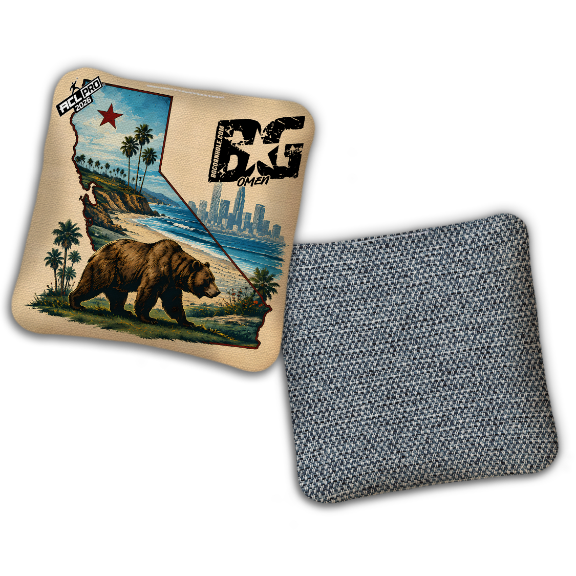 2026 BG Multiple Bag Models "Cali Bear" - ACL Pro Stamped Cornhole Bags - SET OF 4 BAGS