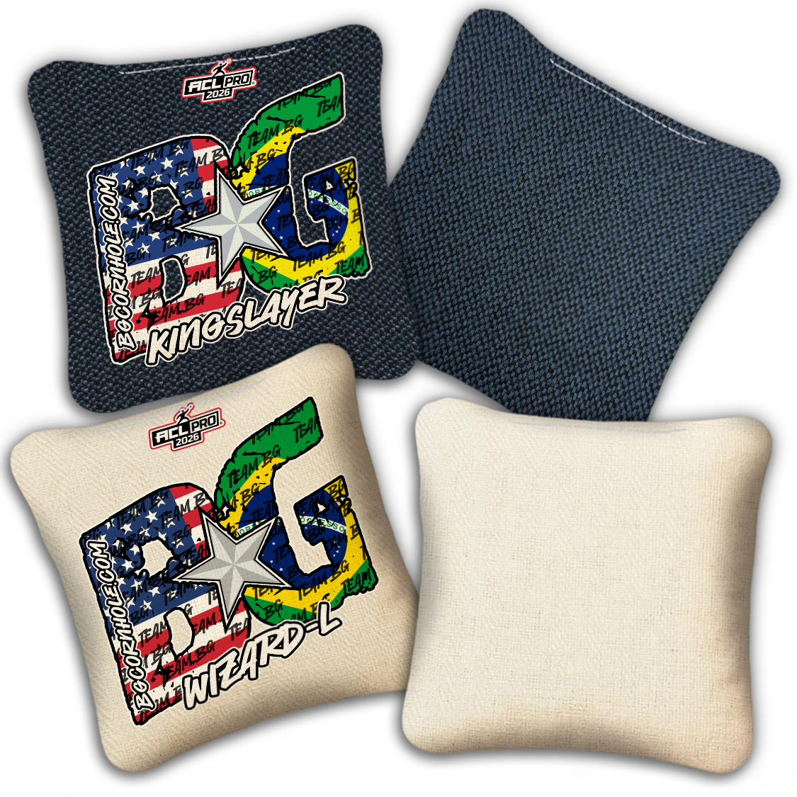 2026 BG Multiple Bag Models "Gabe Clauson Flags" - ACL Pro Stamped Cornhole Bags - SET OF 4 BAGS