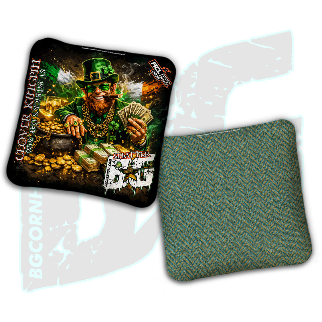 Limited Edition 2026 BG Multiple Bag Models "Clover Kingpin" - ACL Pro Stamped Cornhole Bags - SET OF 4 BAGS