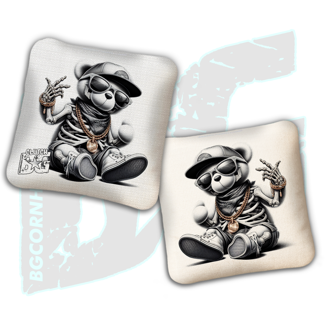 BG Clutch  - “Skeleton Bear” - Non Stamped Cornhole Bags - SET OF 4 bags