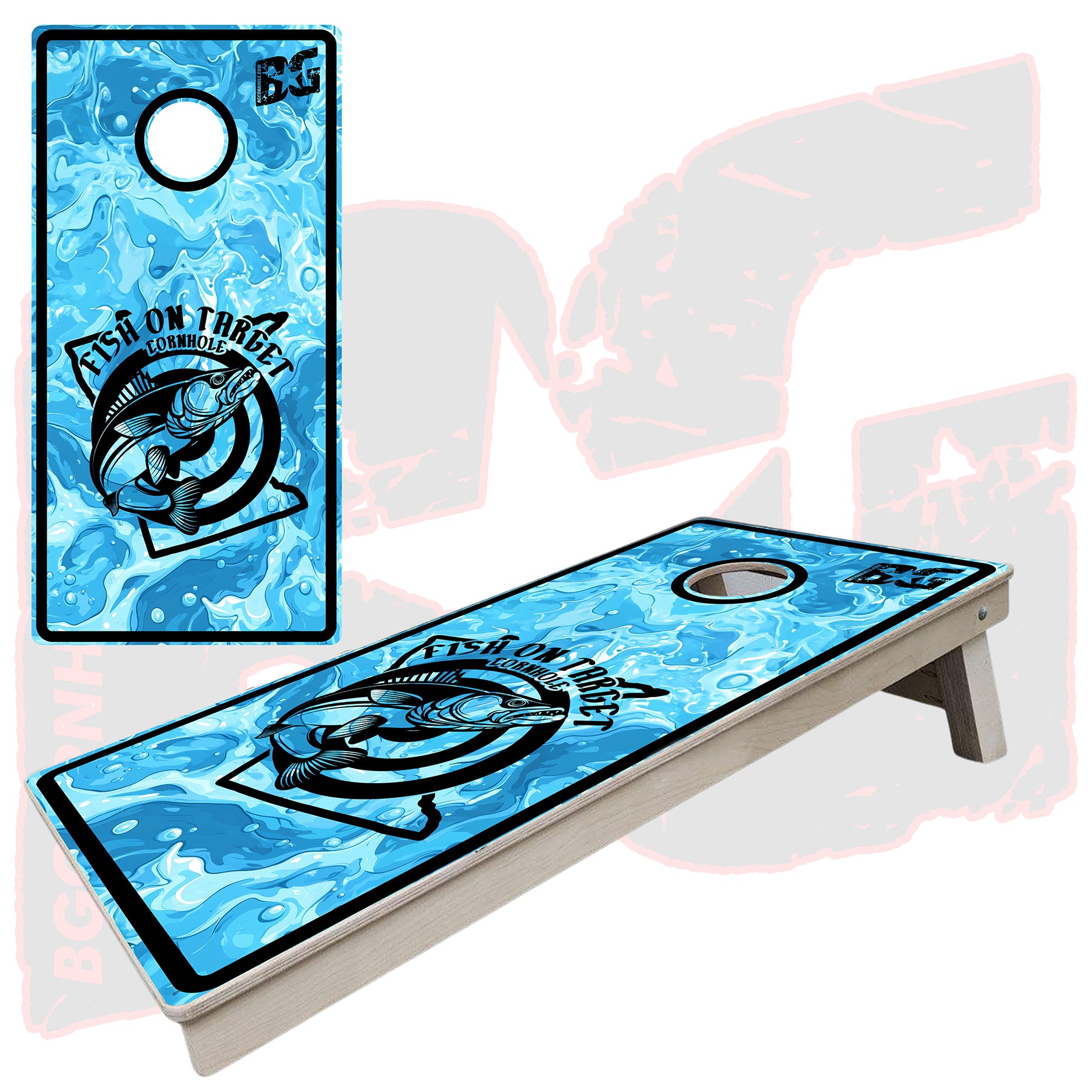 BG "Fish on Target Ripples" Cornhole Boards - Elite Model