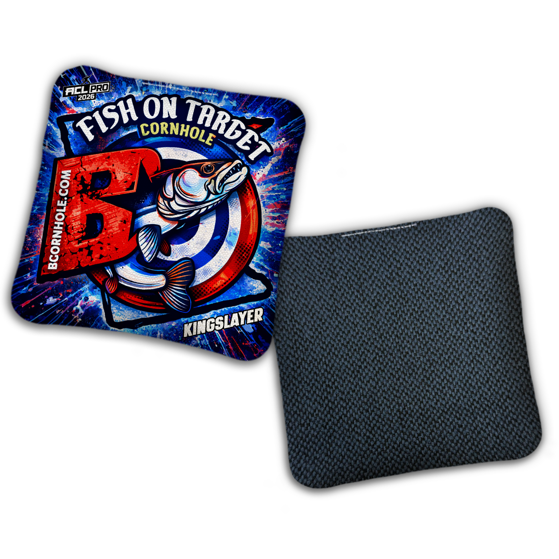 2026 BG Multiple Bag Models "Fish On Target” Collab - ACL Pro Stamped Cornhole Bags - SET OF 4 BAGS