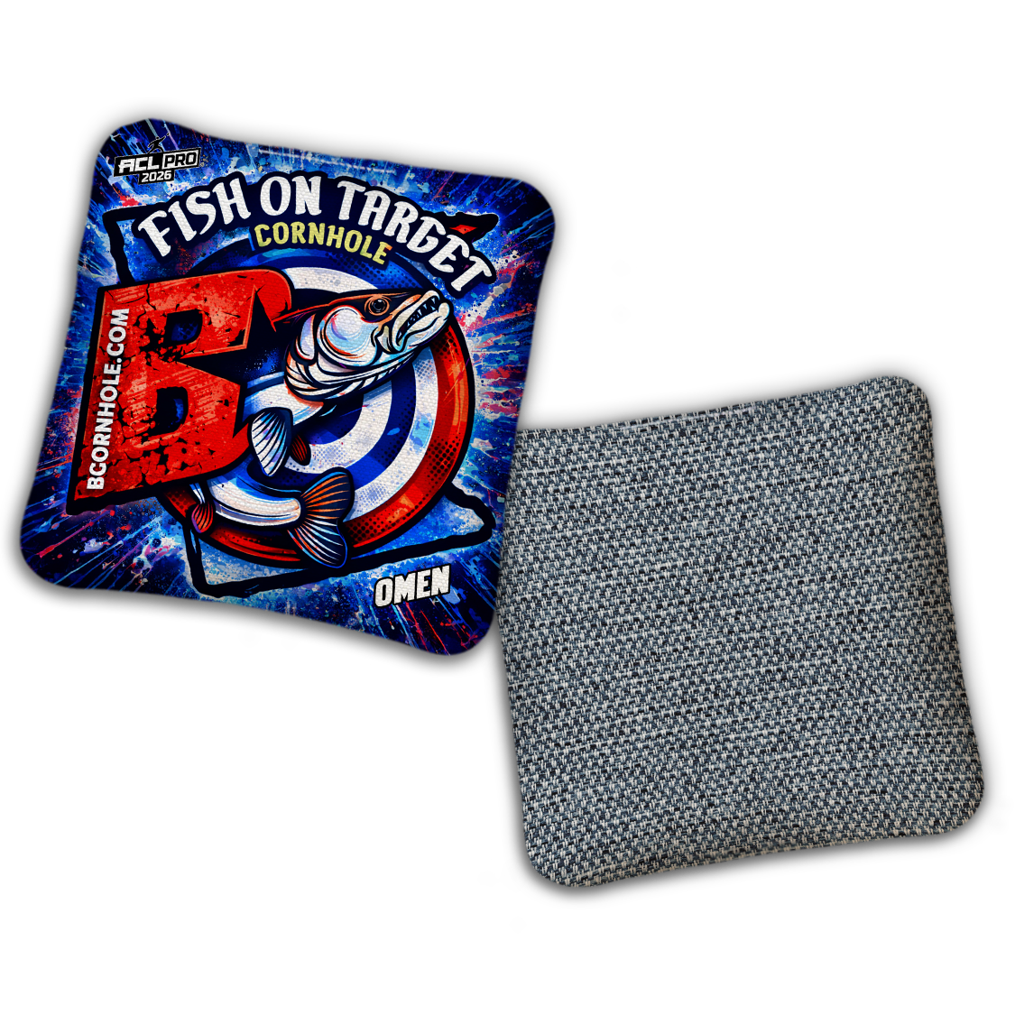 2026 BG Multiple Bag Models "Fish On Target” Collab - ACL Pro Stamped Cornhole Bags - SET OF 4 BAGS