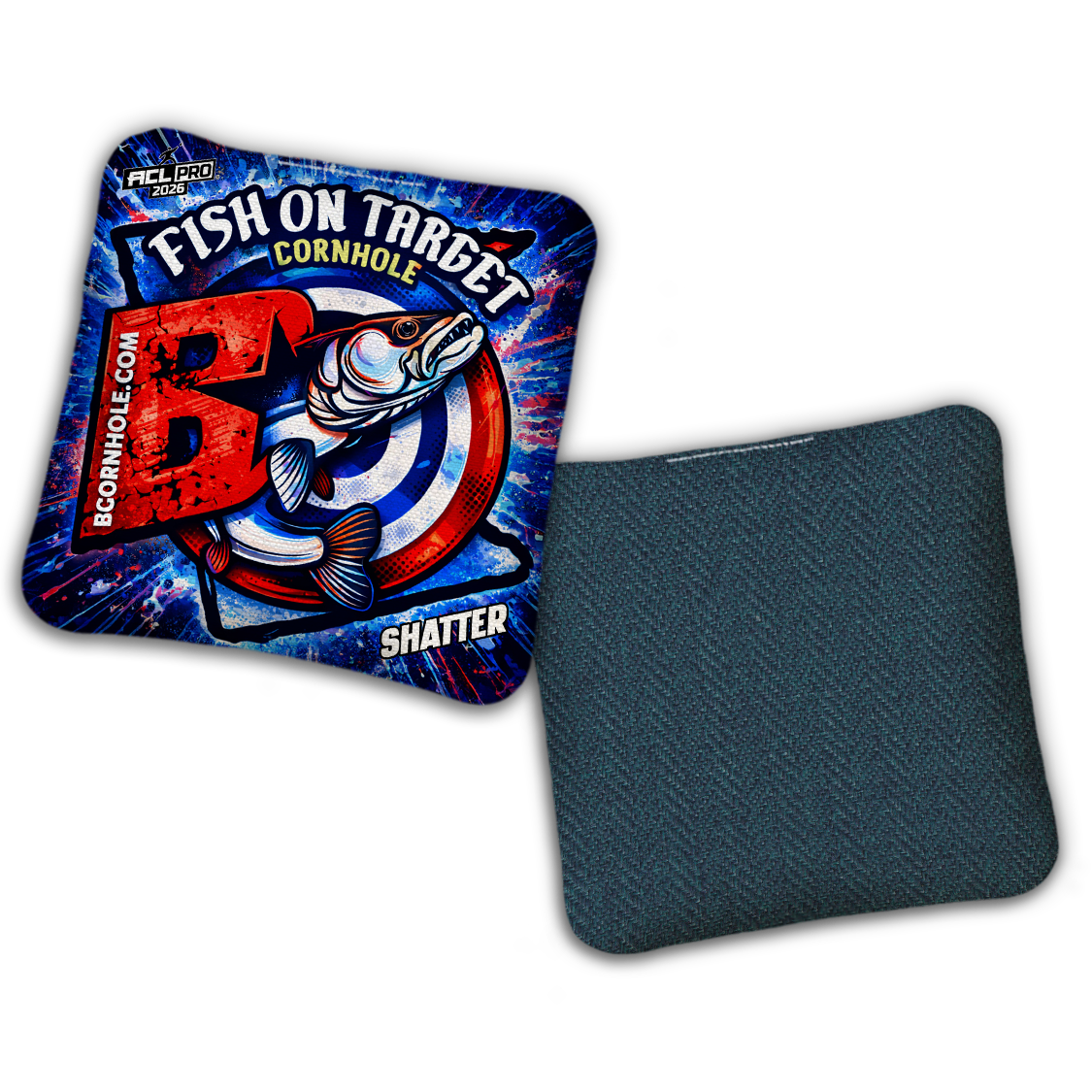 2026 BG Multiple Bag Models "Fish On Target” Collab - ACL Pro Stamped Cornhole Bags - SET OF 4 BAGS