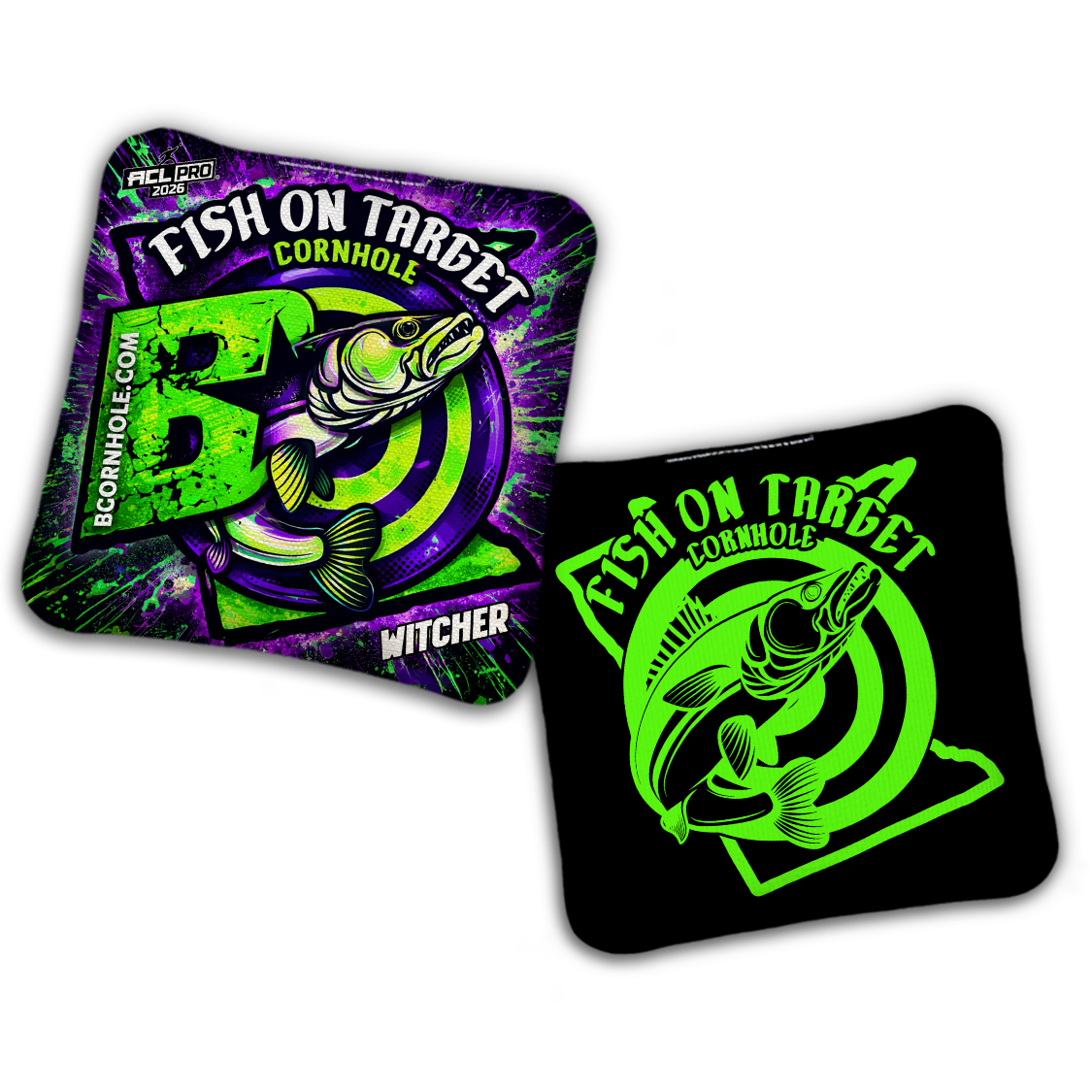 2026 BG Multiple Bag Models "Fish On Target” Collab - ACL Pro Stamped Cornhole Bags - SET OF 4 BAGS