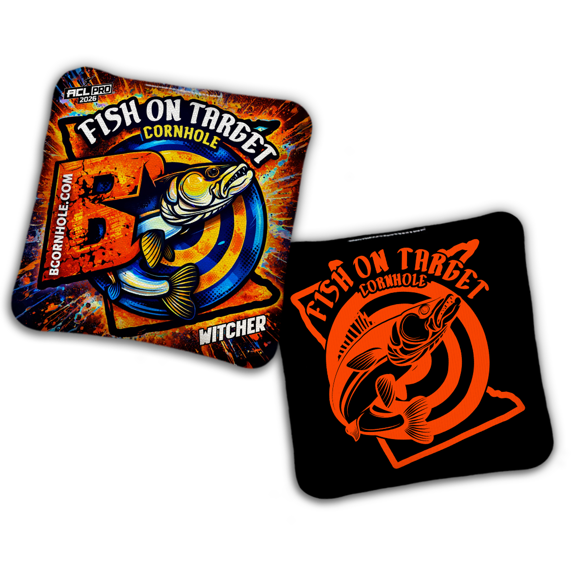 2026 BG Multiple Bag Models "Fish On Target” Collab - ACL Pro Stamped Cornhole Bags - SET OF 4 BAGS