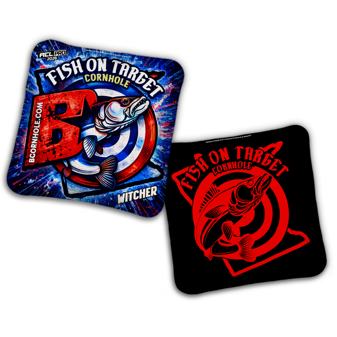 2026 BG Multiple Bag Models "Fish On Target” Collab - ACL Pro Stamped Cornhole Bags - SET OF 4 BAGS