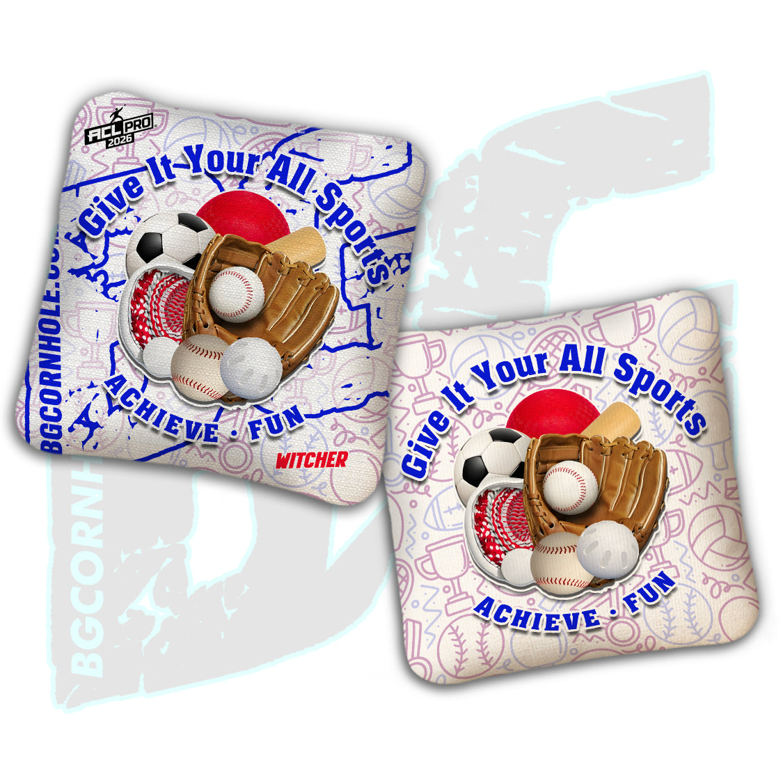 2026 Multiple Bag Models  "Give It Your All Sports” Collab - ACL Pro Stamped Cornhole Bags - SET OF 4 BAGS