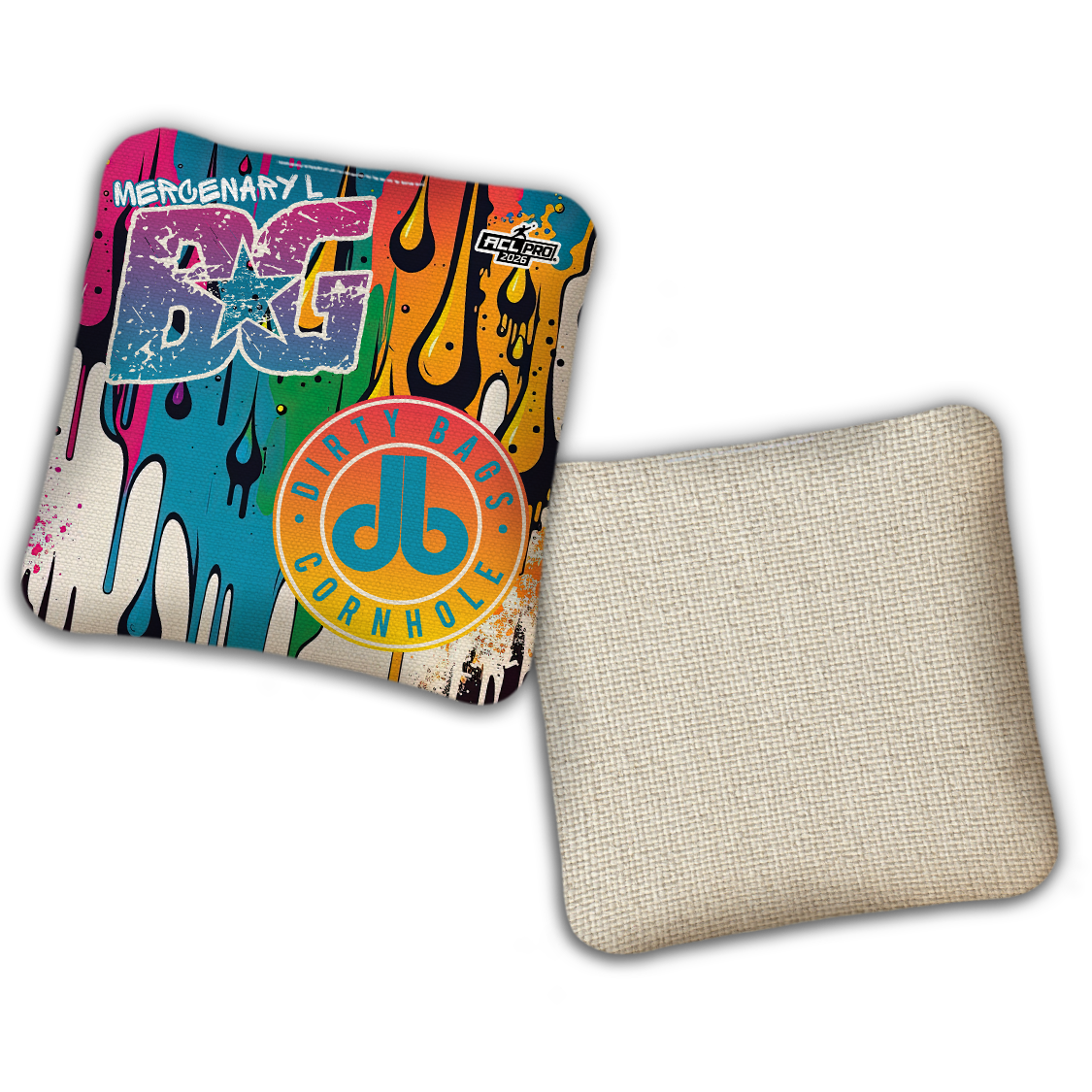 2026 BG Multiple Bag Models - "DB Graffiti Dripping Paint” Dirty Bags Collab - ACL Pro Stamped Cornhole Bags - SET OF 4 BAGS