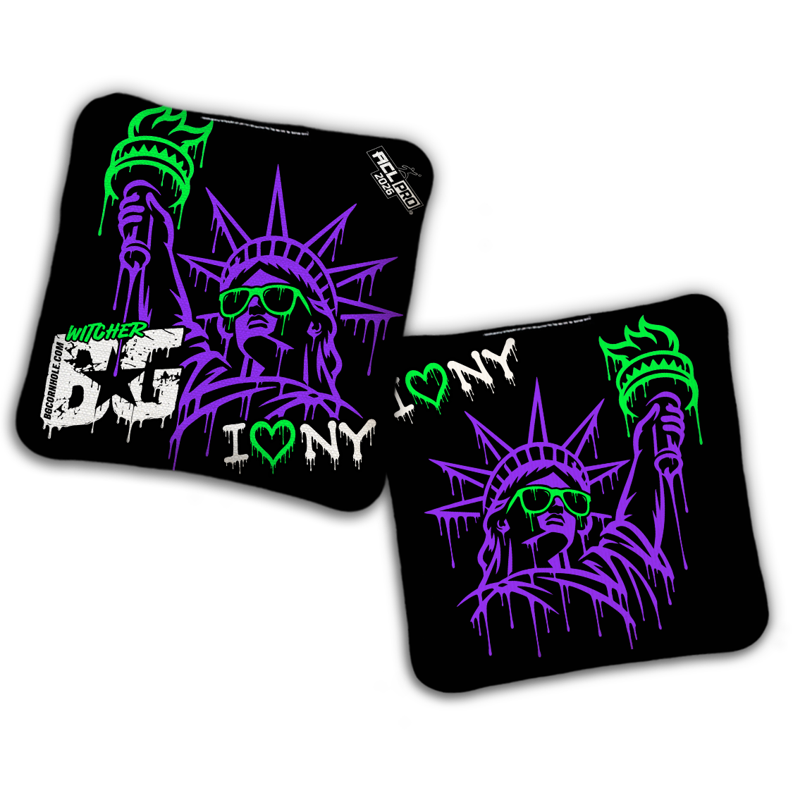 2026 BG Multiple Bag Models "I Heart NY" - ACL Pro Stamped Cornhole Bags - SET OF 4 BAGS