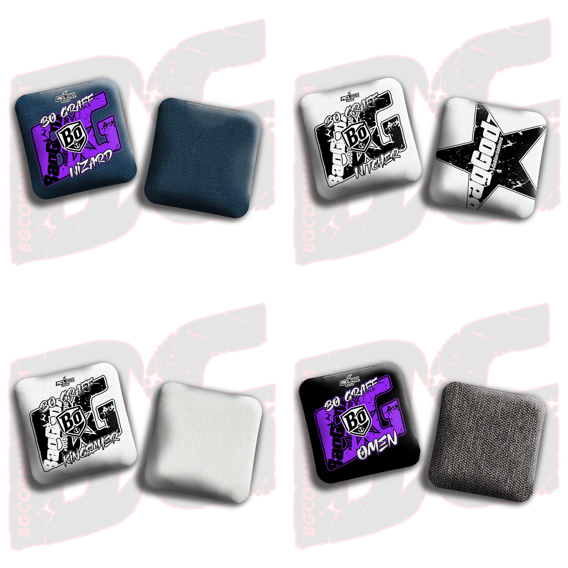 2026 BG Multiple Bag Models  - "Bo Graff” - ACL Pro Stamped Cornhole Bags - SET OF 4 BAGS