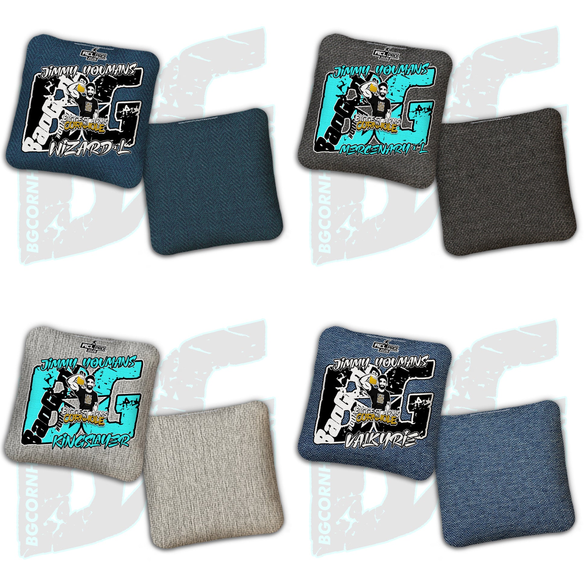 2026 BG Multiple Bag Models  - "Jimmy Youmans” - ACL Pro Stamped Cornhole Bags - SET OF 4 BAGS