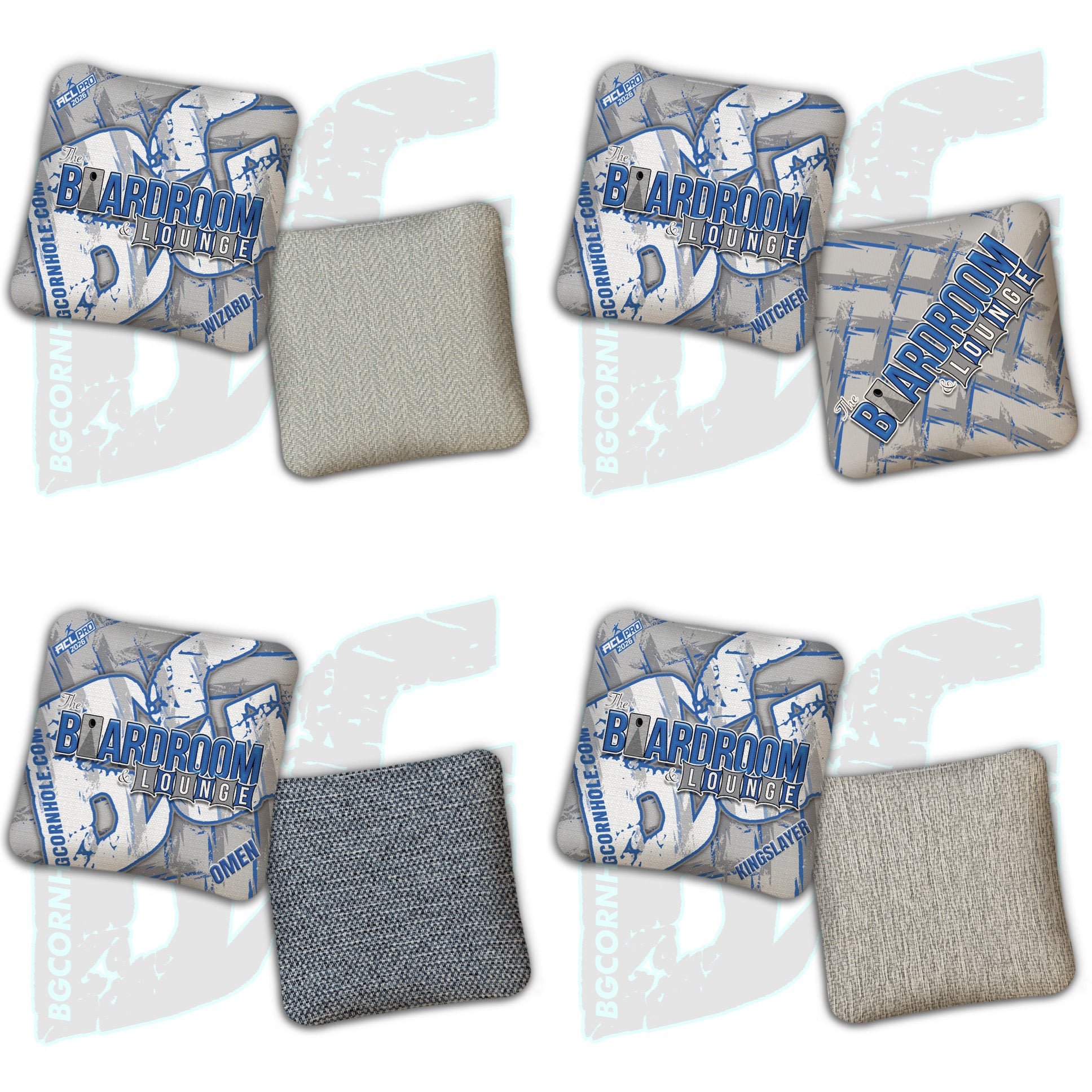2026 BG Multiple Bag Models - "The Boardroom & Lounge” Collab - ACL Pro Stamped Cornhole Bags - SET OF 4 BAGS