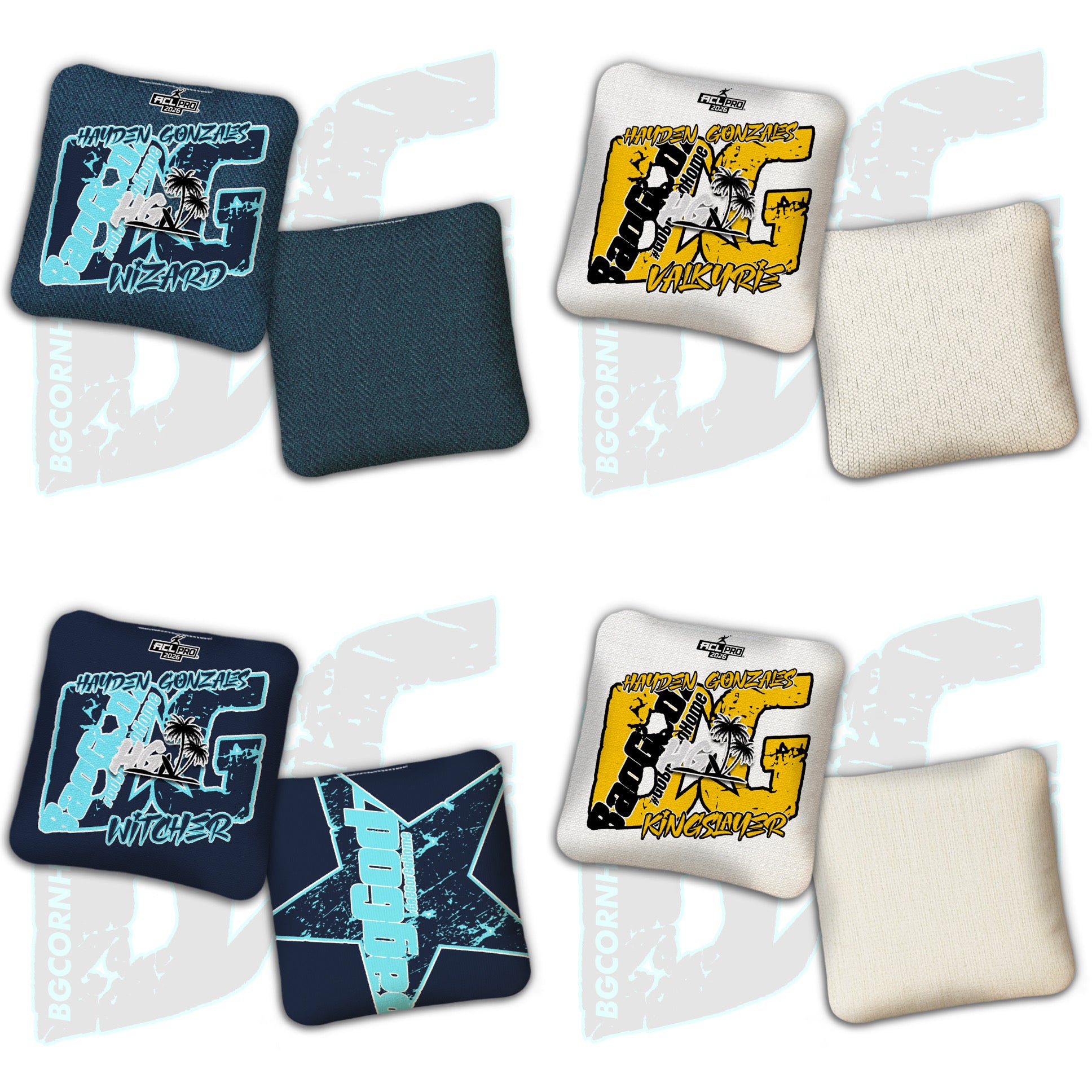 2026 BG Multiple Bag Models  - "Hayden Gonzales” - ACL Pro Stamped Cornhole Bags - SET OF 4 BAGS