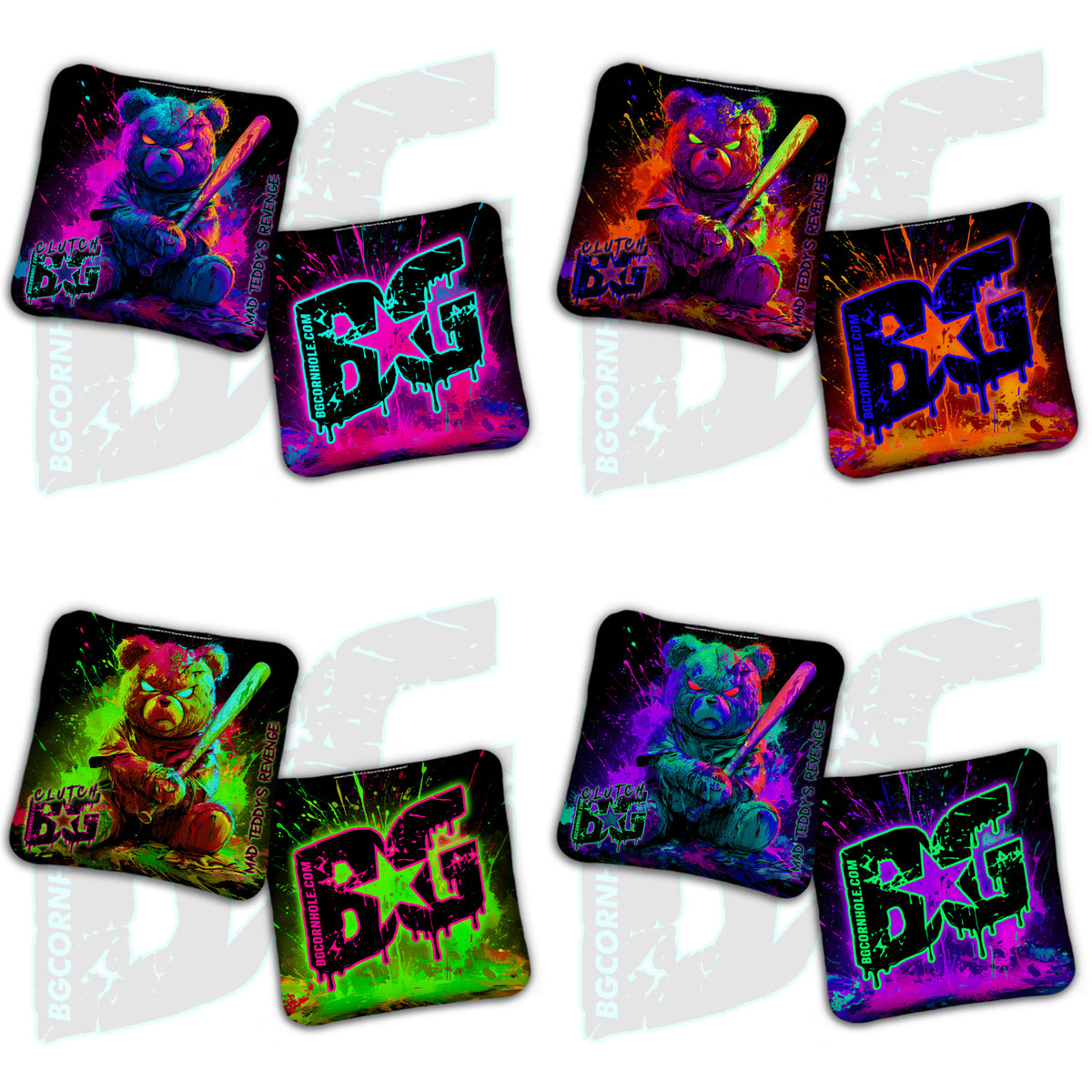 BG Clutch  - “Mad Teddy's Revenge” - Non Stamped Cornhole Bags - SET OF 4 bags