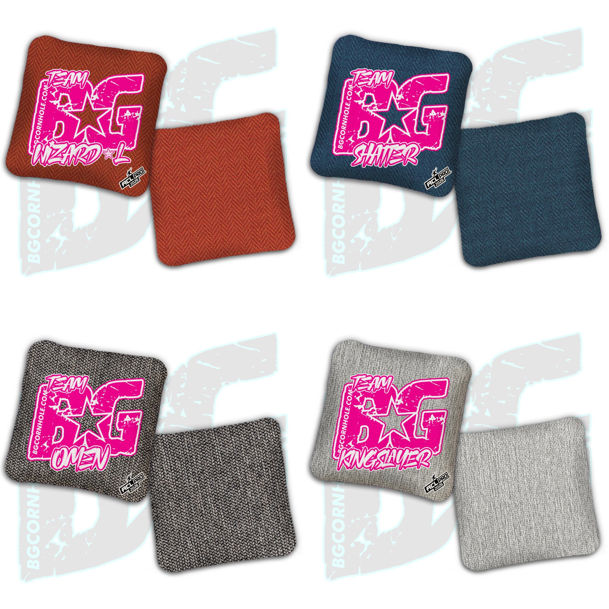 2026 BG Multiple Bag Models "ESPN Pink Logo Colormatch" - ACL Pro Stamped Cornhole Bags - SET OF 4 BAGS