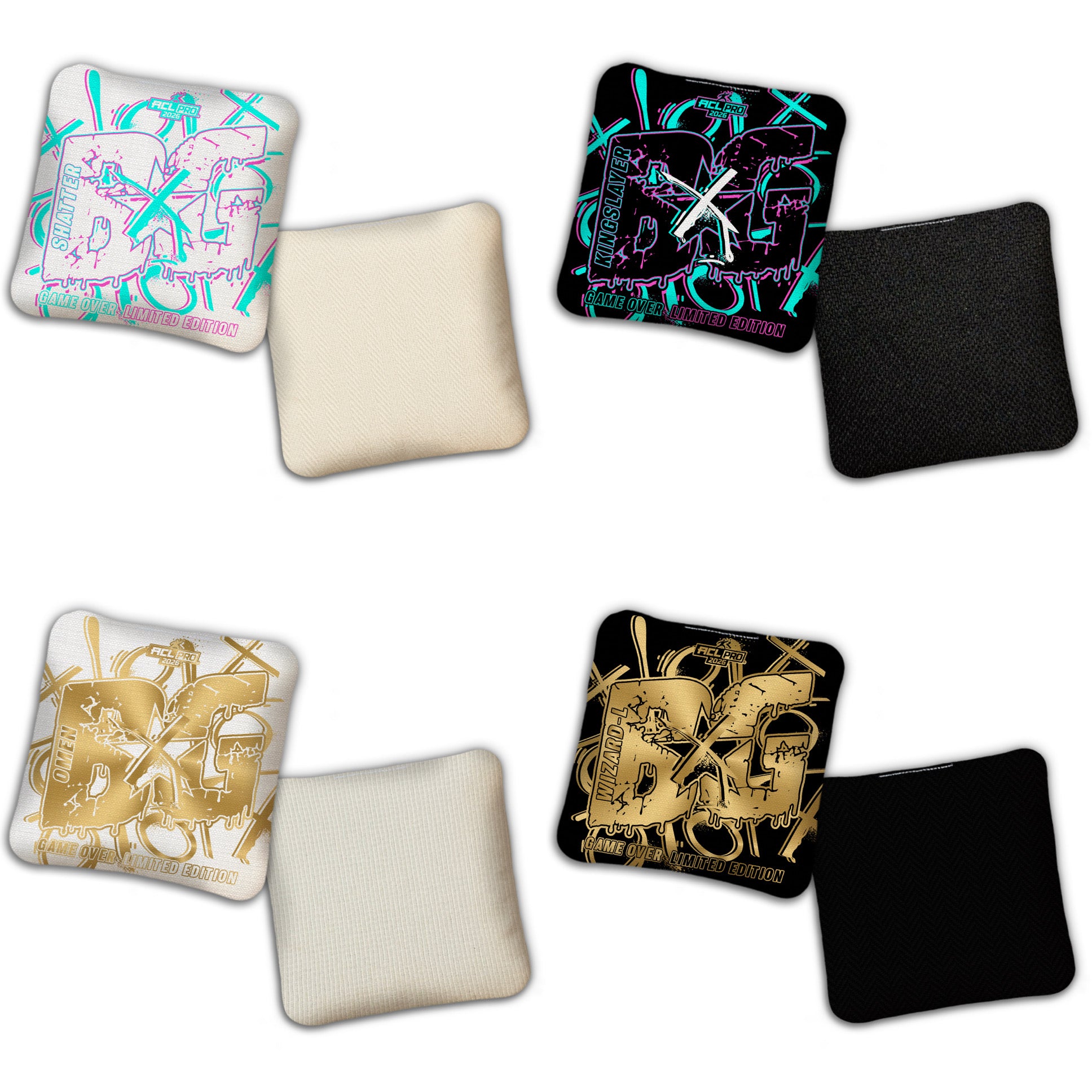 2026 BG Multiple Bag Models "Game Over" - ACL Pro Stamped Cornhole Bags - SET OF 4 BAGS