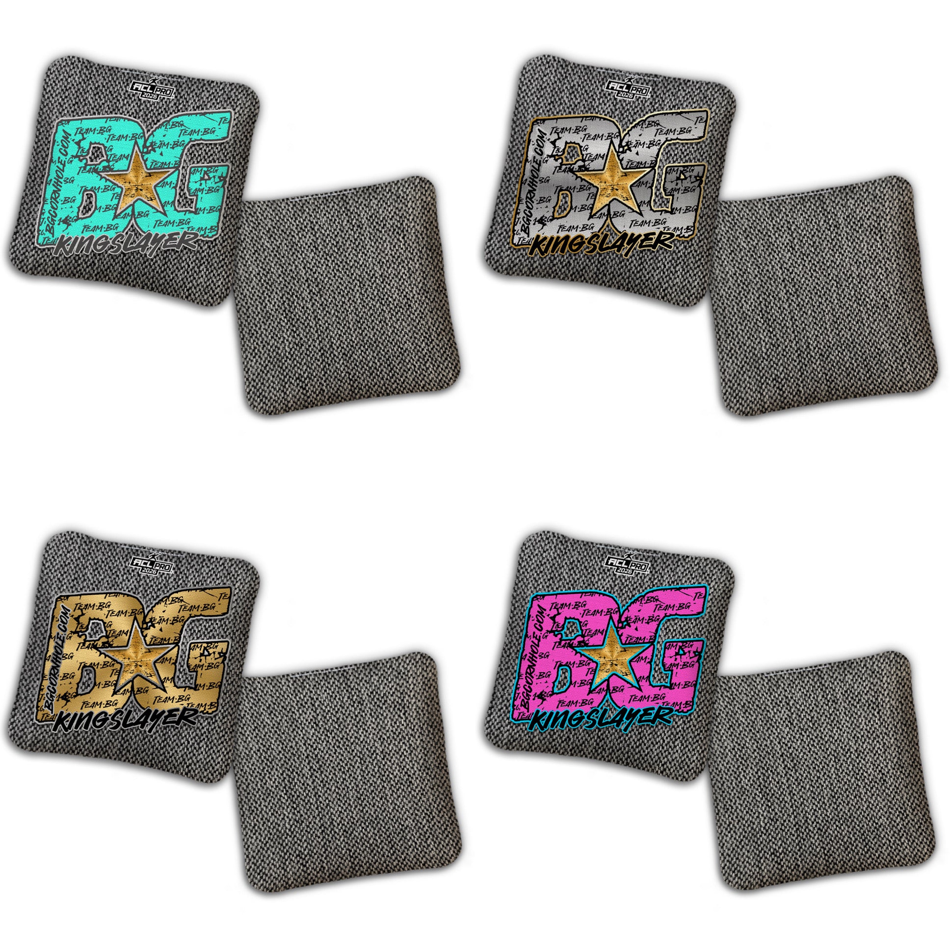 2026 BG Kingslayer "Gray Team BG" - ACL Pro Stamped Cornhole Bags - SET OF 4 BAGS