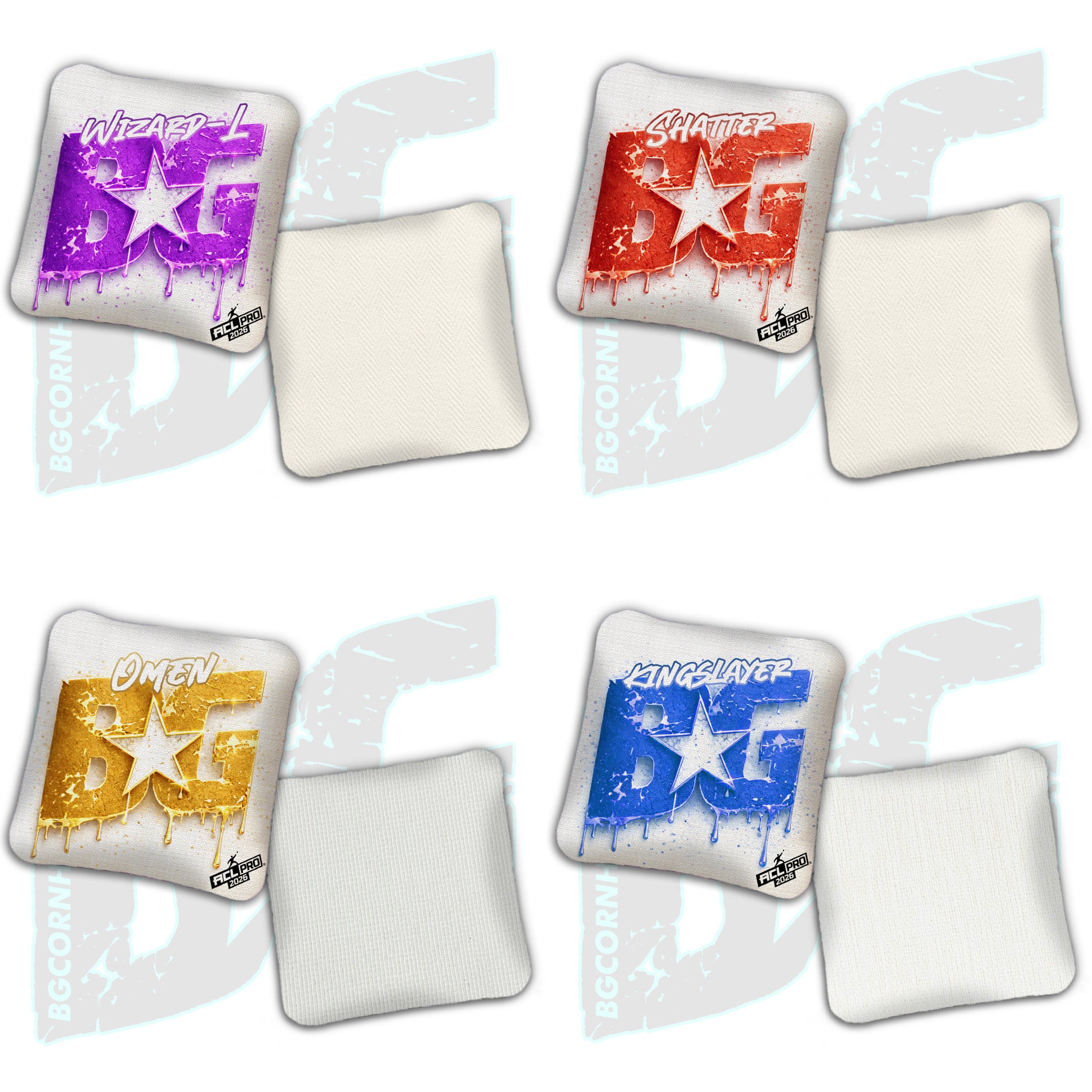 2026 BG Multiple Bag Models "Melt" - ACL Pro Stamped Cornhole Bags - SET OF 4 BAGS