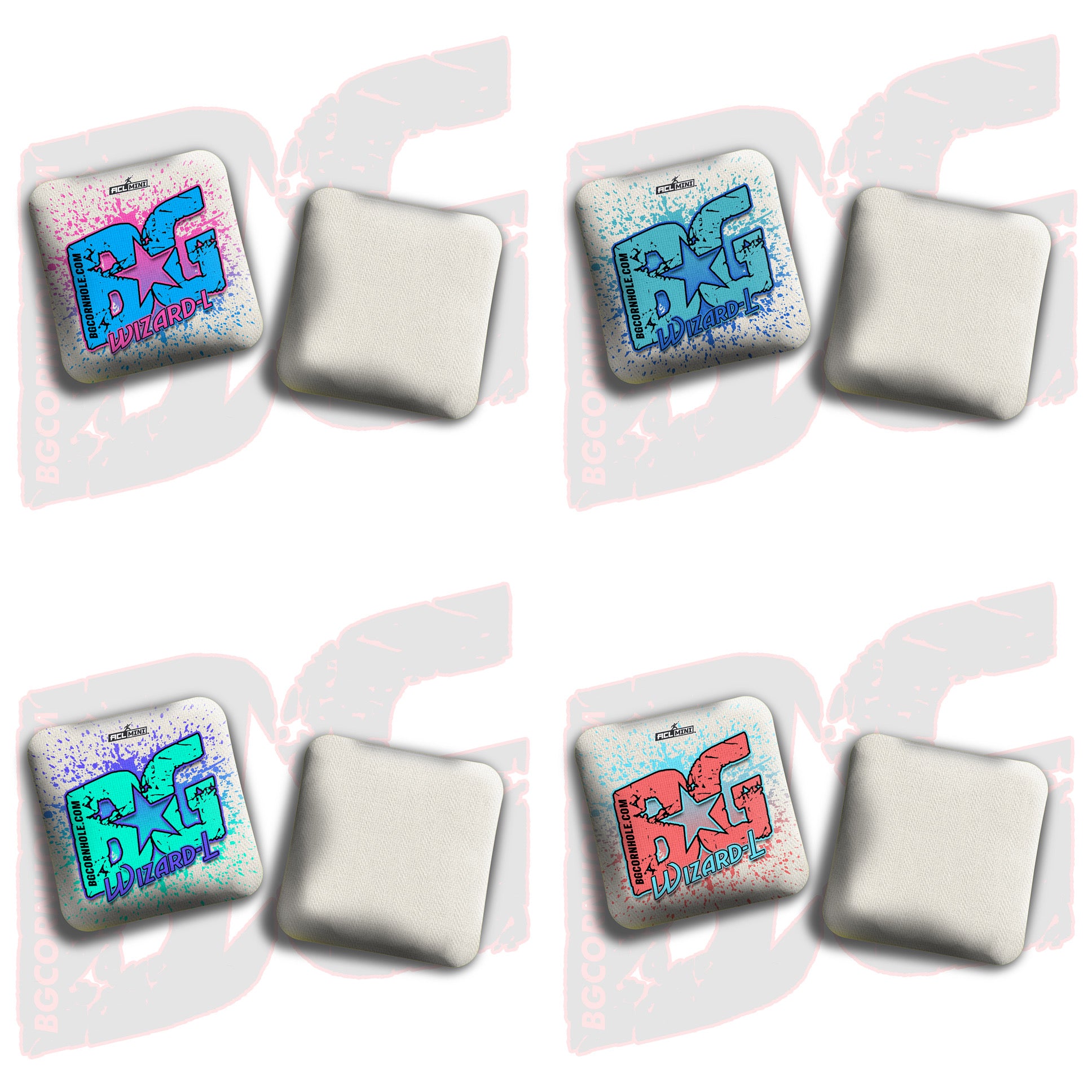 BG Wizard L 4" Mini Cornhole Bags - “Paint Splatter" - Set of 4 Bags