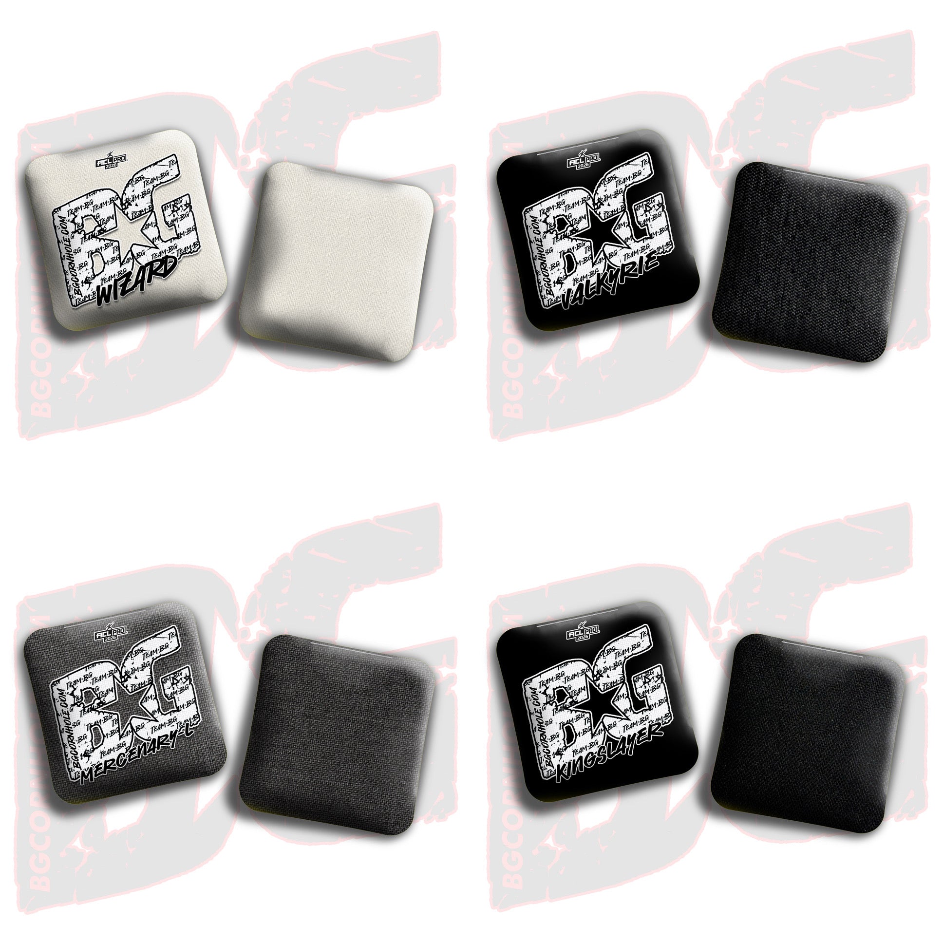 2026 BG Multiple Bag Models "White Logo Colormatch" - ACL Pro Stamped Cornhole Bags - SET OF 4 BAGS
