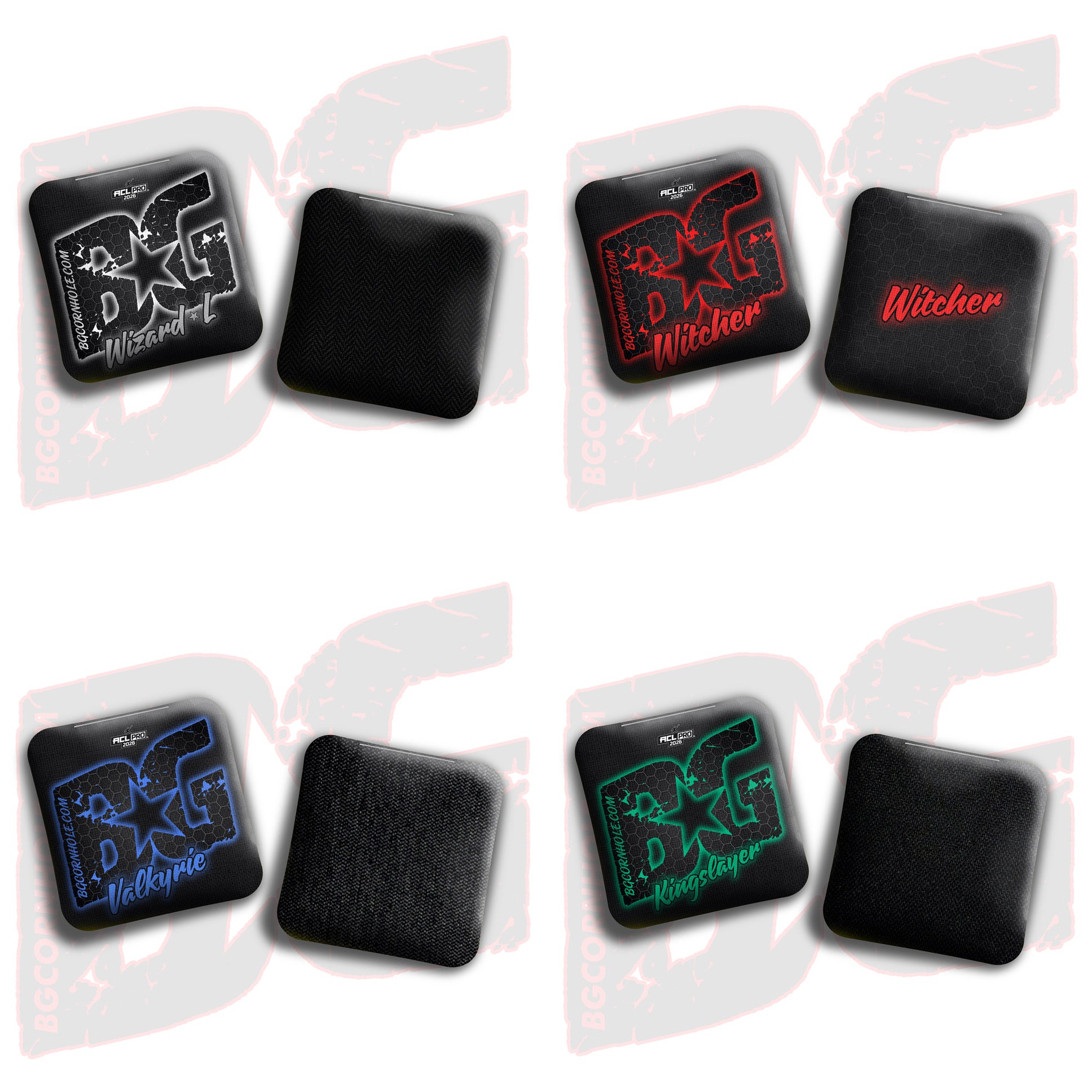 2026 BG Multiple Bag Models - "Hex Glow" - ACL Pro Stamped Cornhole Bags - SET OF 4 BAGS