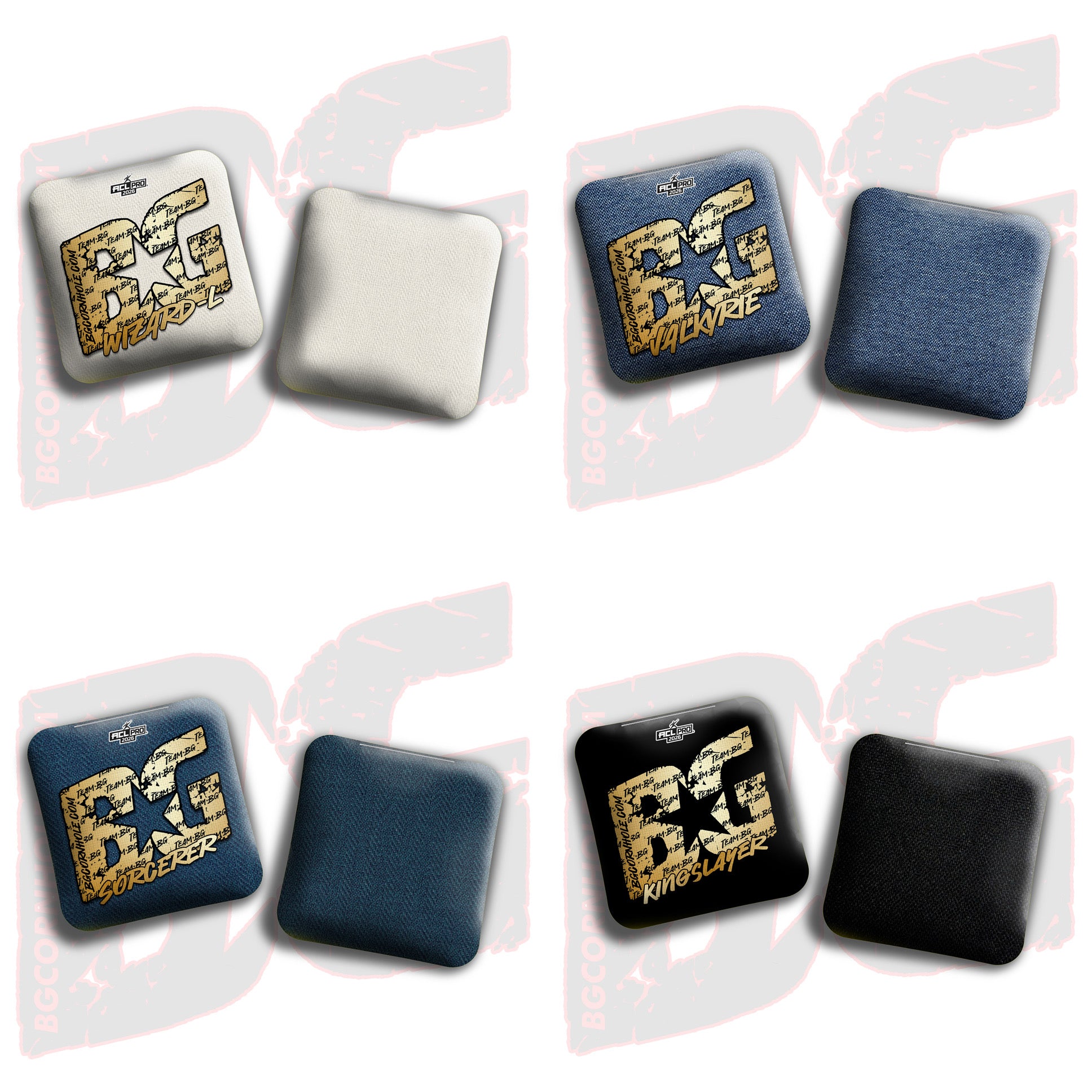 2026 BG Multiple Bag Models "Gold Logo Colormatch" - ACL Pro Stamped Cornhole Bags - SET OF 4 BAGS